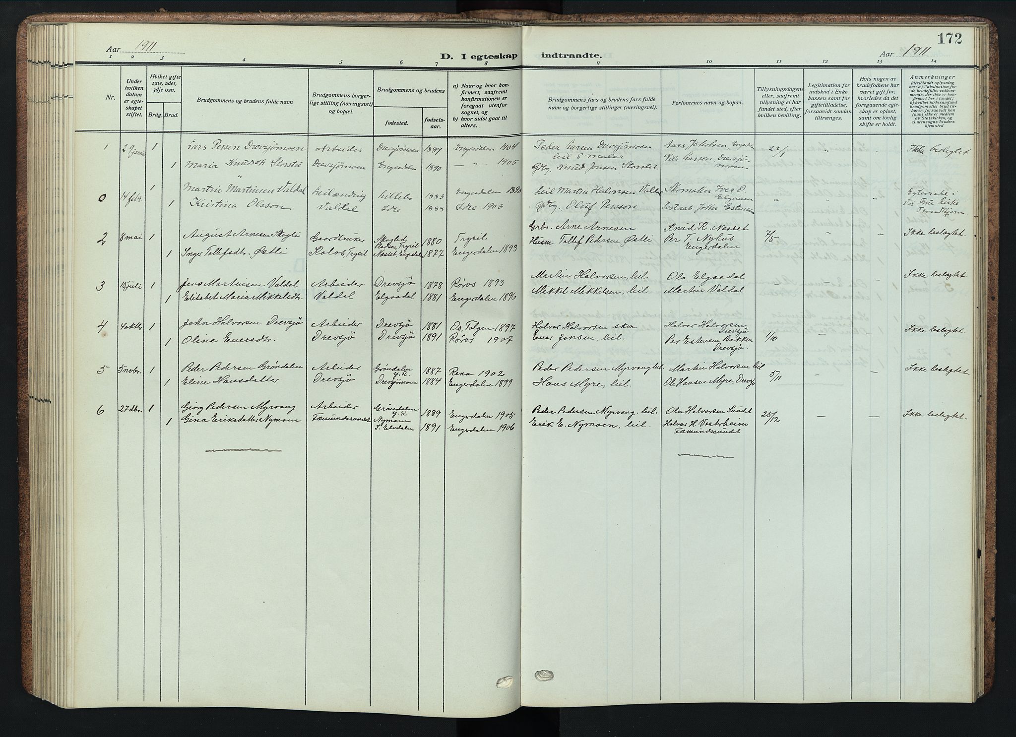 Engerdal prestekontor, AV/SAH-PREST-048/H/Ha/Hab/L0001: Parish register (copy) no. 1, 1911-1947, p. 172