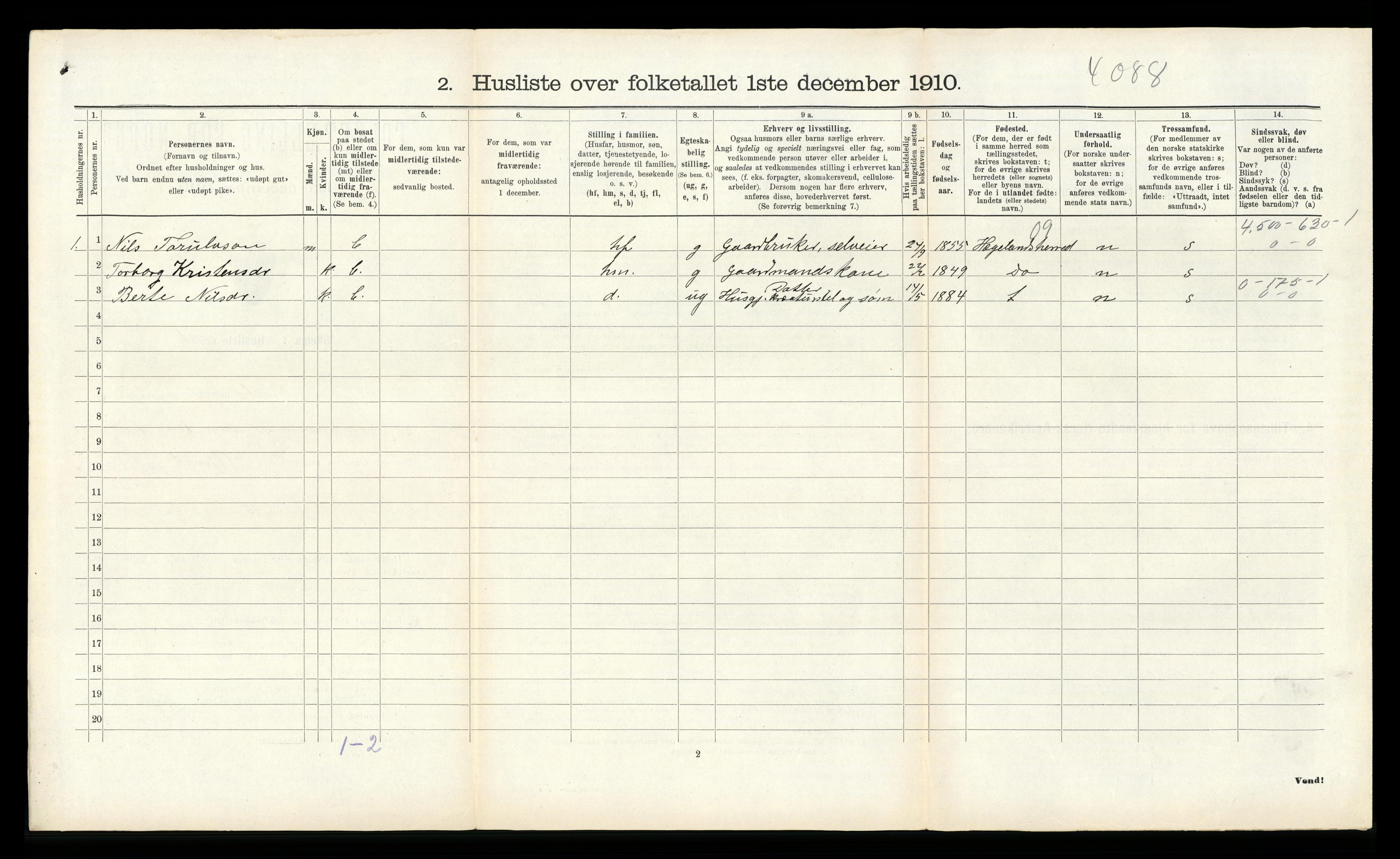 RA, 1910 census for Øvrebø, 1910, p. 124