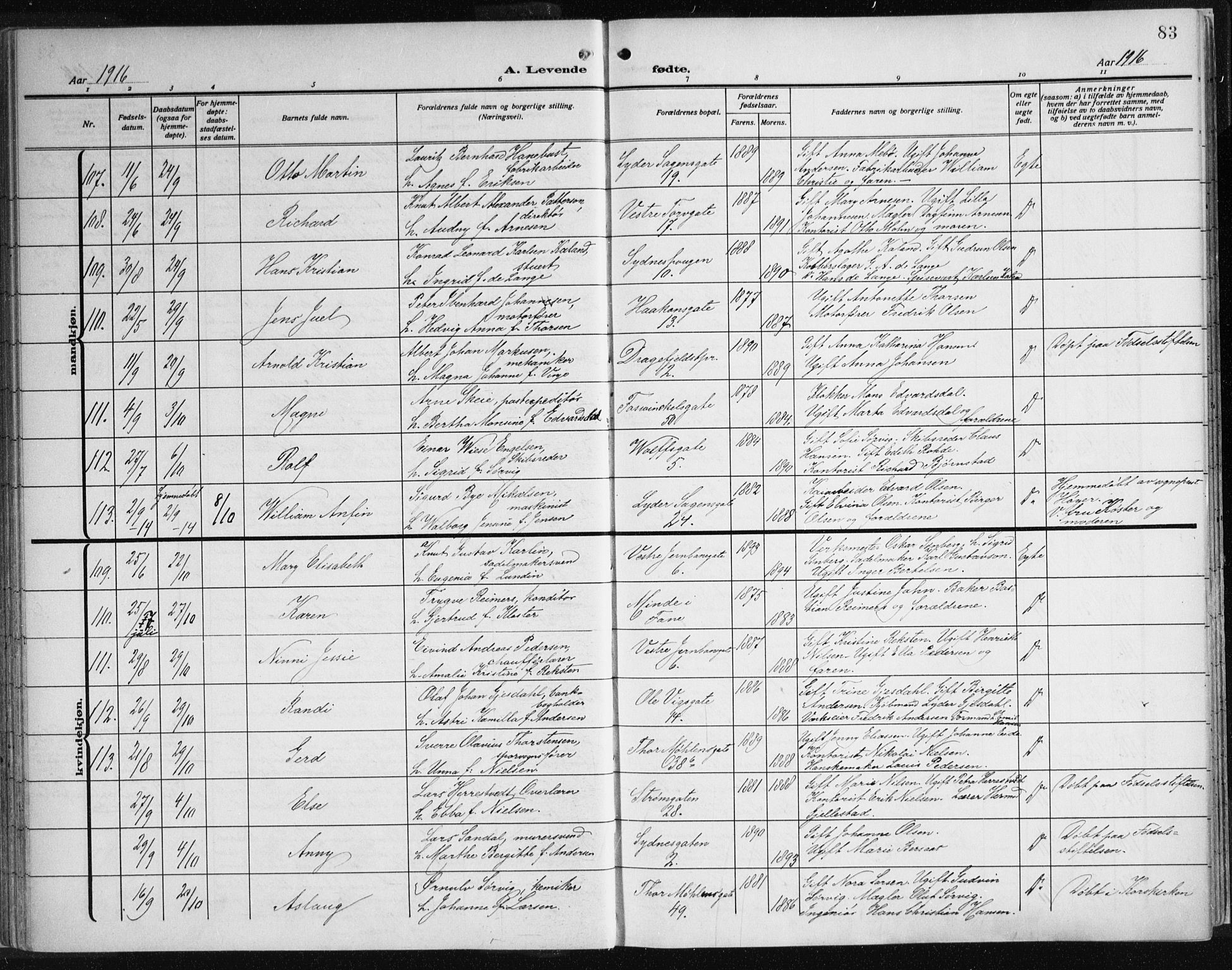 Johanneskirken sokneprestembete, AV/SAB-A-76001/H/Haa: Parish register (official) no. A 3, 1913-1934, p. 83