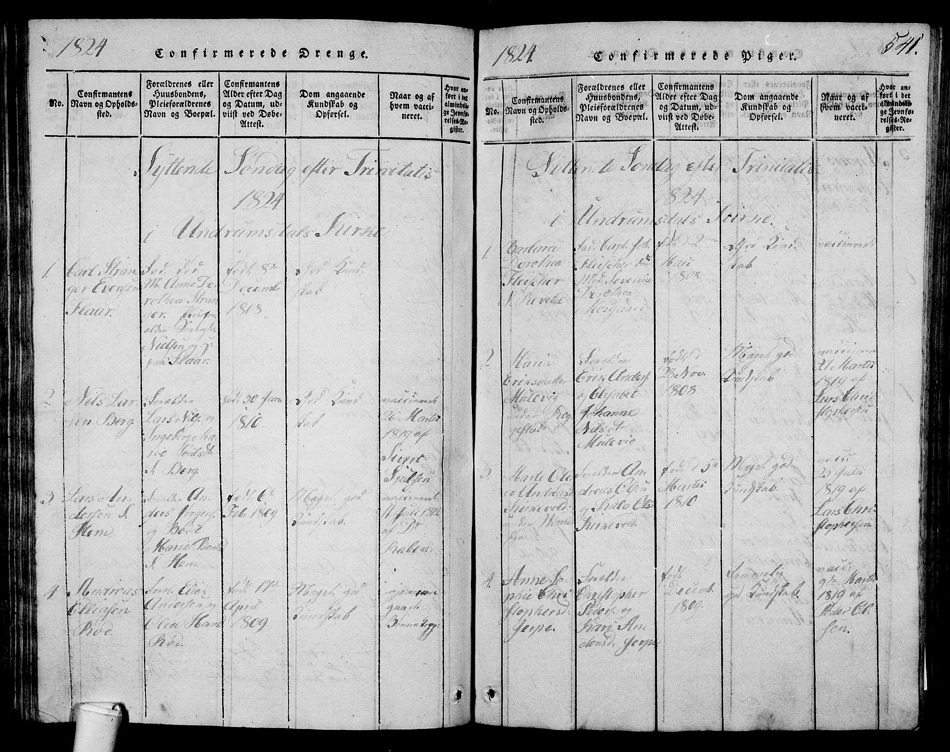 Våle kirkebøker, AV/SAKO-A-334/G/Ga/L0001: Parish register (copy) no. I 1, 1814-1824, p. 540-541