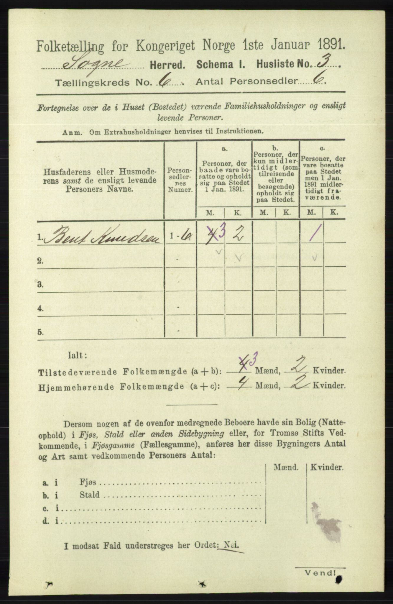 RA, 1891 census for 1018 Søgne, 1891, p. 1358