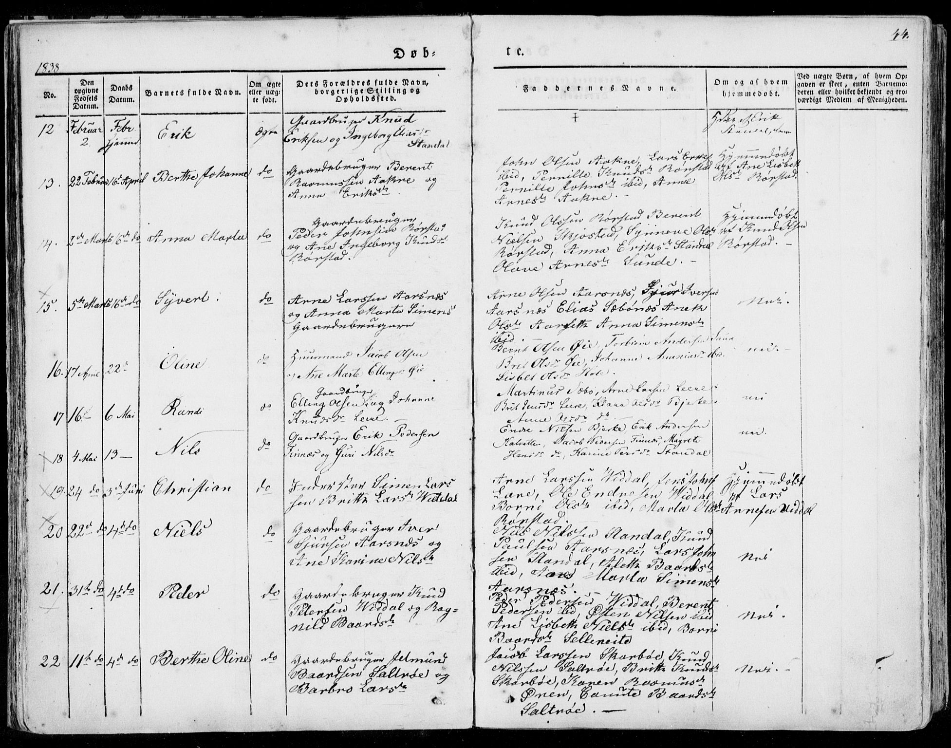 Ministerialprotokoller, klokkerbøker og fødselsregistre - Møre og Romsdal, SAT/A-1454/515/L0208: Parish register (official) no. 515A04, 1830-1846, p. 44
