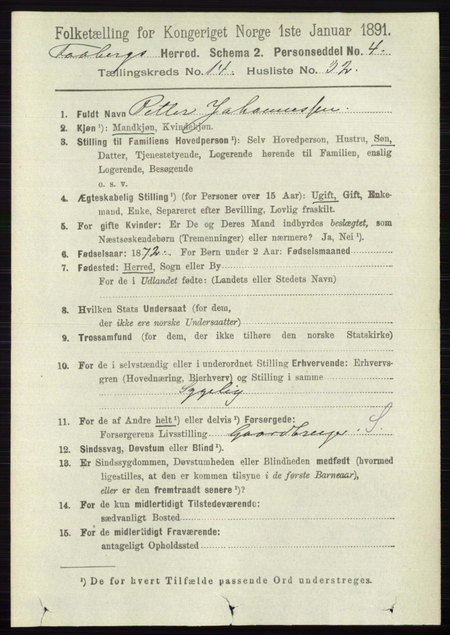 RA, 1891 census for 0524 Fåberg, 1891, p. 5824