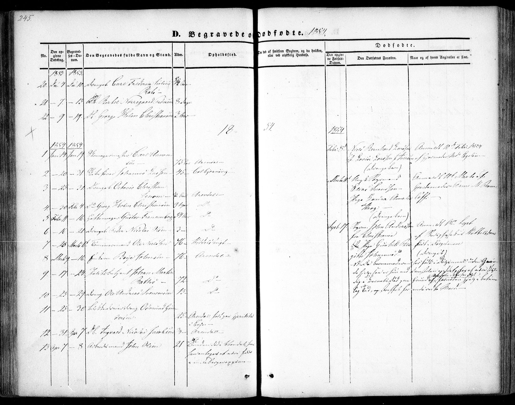 Arendal sokneprestkontor, Trefoldighet, SAK/1111-0040/F/Fa/L0005: Parish register (official) no. A 5, 1838-1854, p. 245
