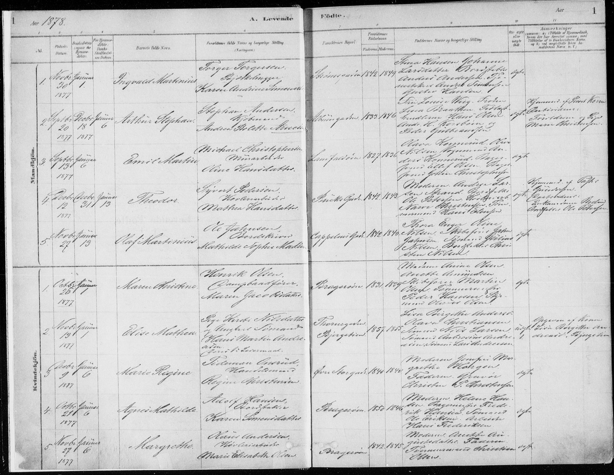 Bragernes kirkebøker, SAKO/A-6/F/Fb/L0006a: Parish register (official) no. II 6A, 1878-1885, p. 1