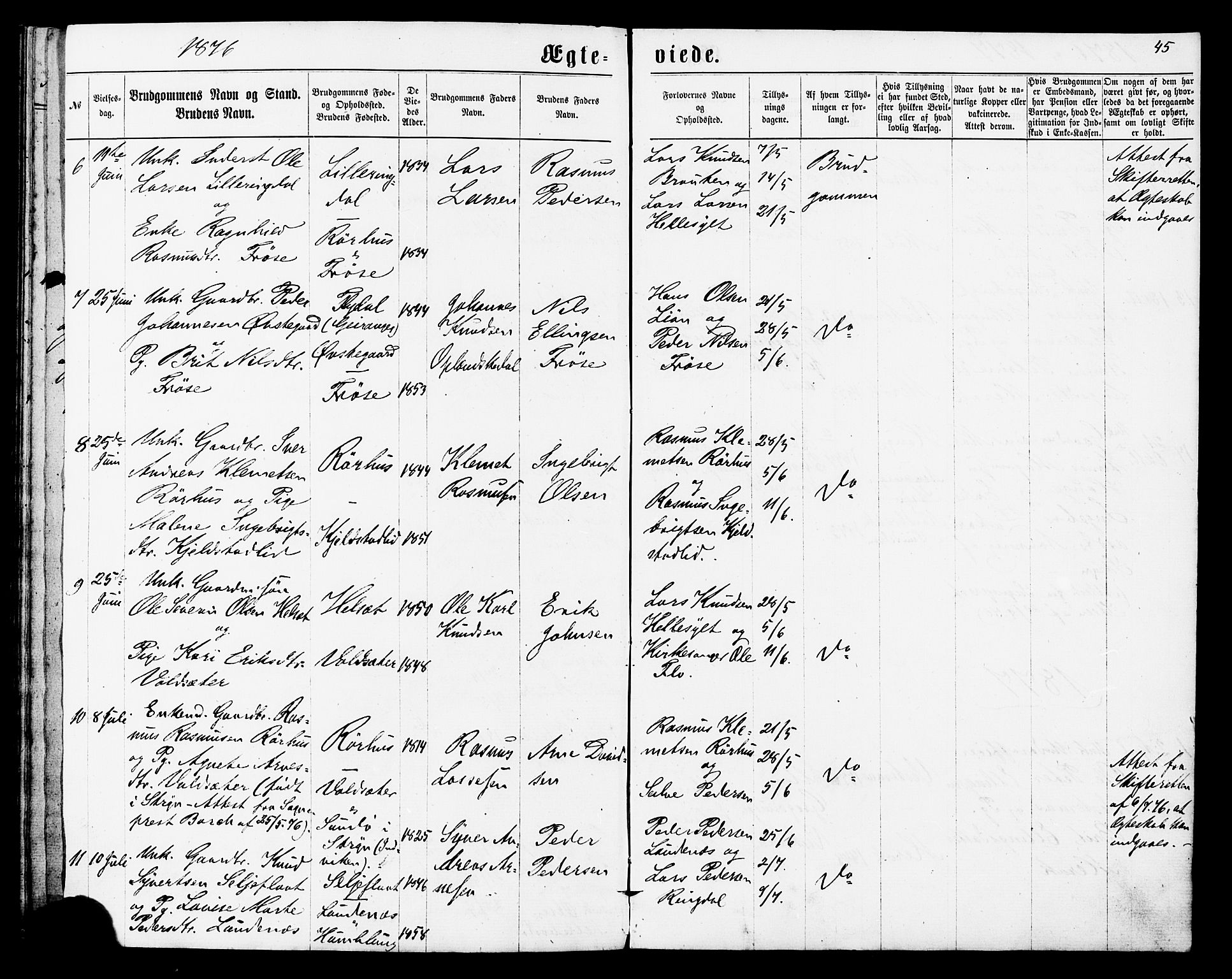 Ministerialprotokoller, klokkerbøker og fødselsregistre - Møre og Romsdal, SAT/A-1454/517/L0224: Parish register (official) no. 517A04, 1853-1880, p. 45