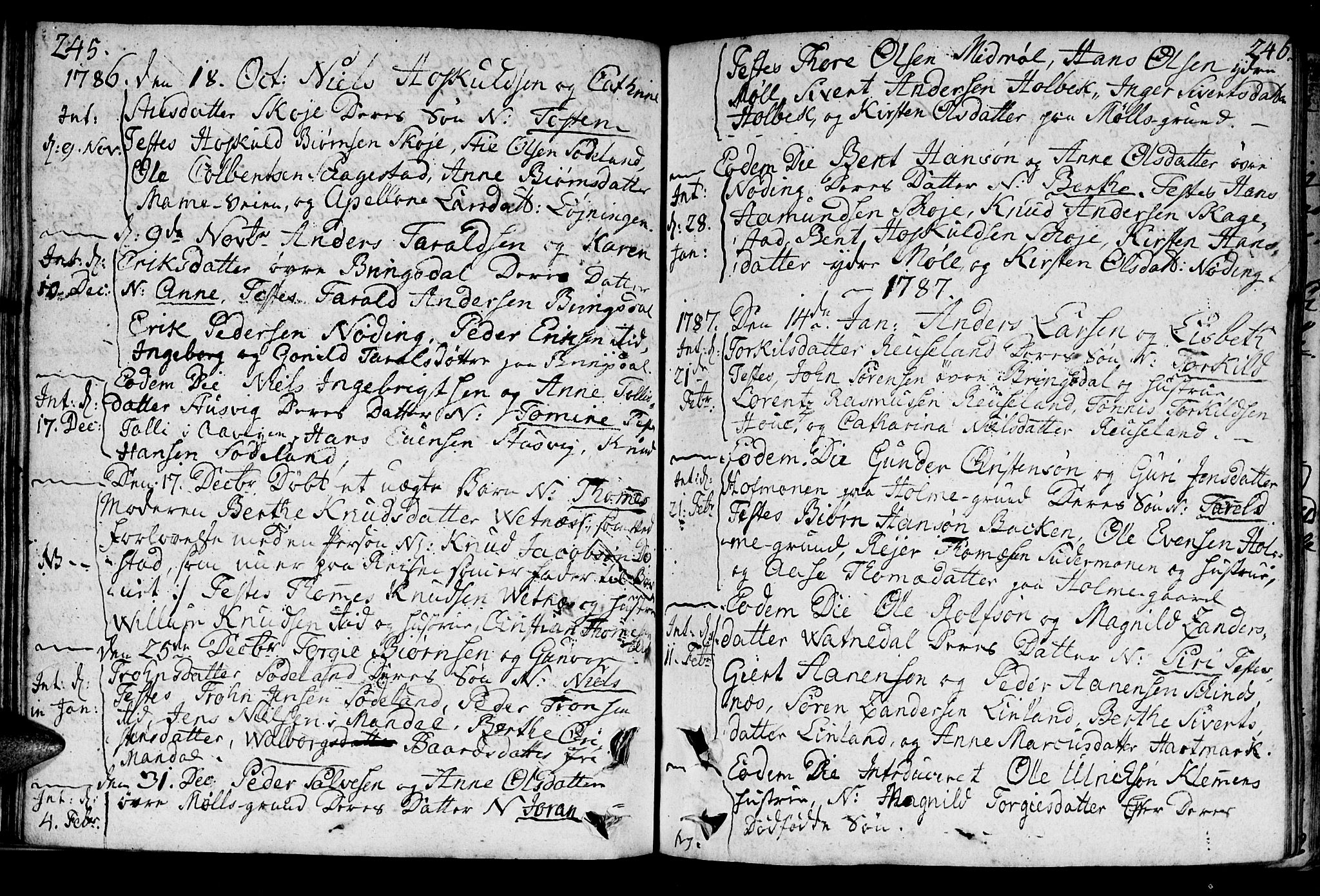 Holum sokneprestkontor, AV/SAK-1111-0022/F/Fa/Faa/L0003: Parish register (official) no. A 3, 1780-1821, p. 245-246