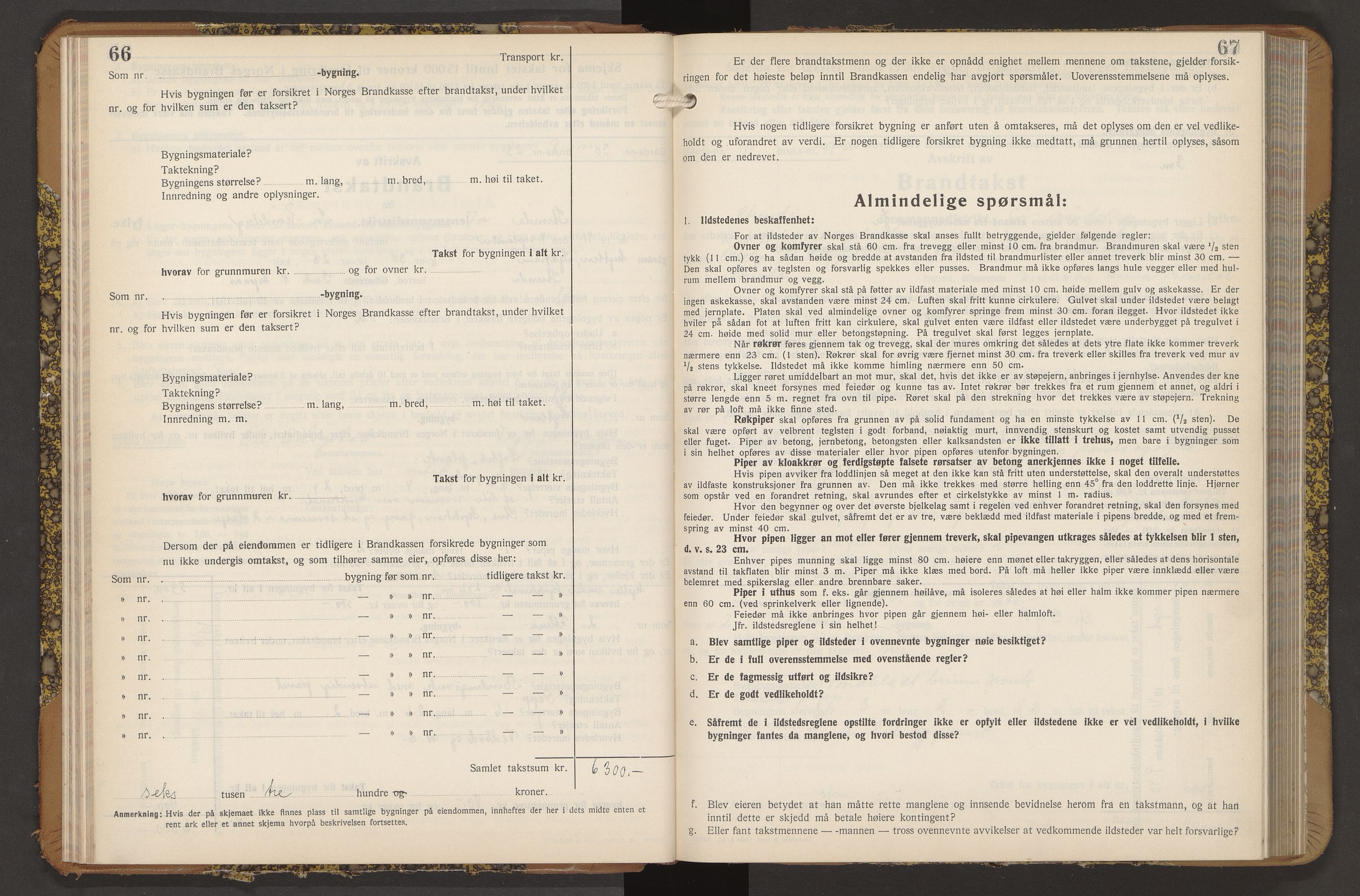 Norges Brannkasse Strinda, AV/SAT-A-5516/Fb/L0009: Branntakstprotokoll, 1940-1946, p. 66-67