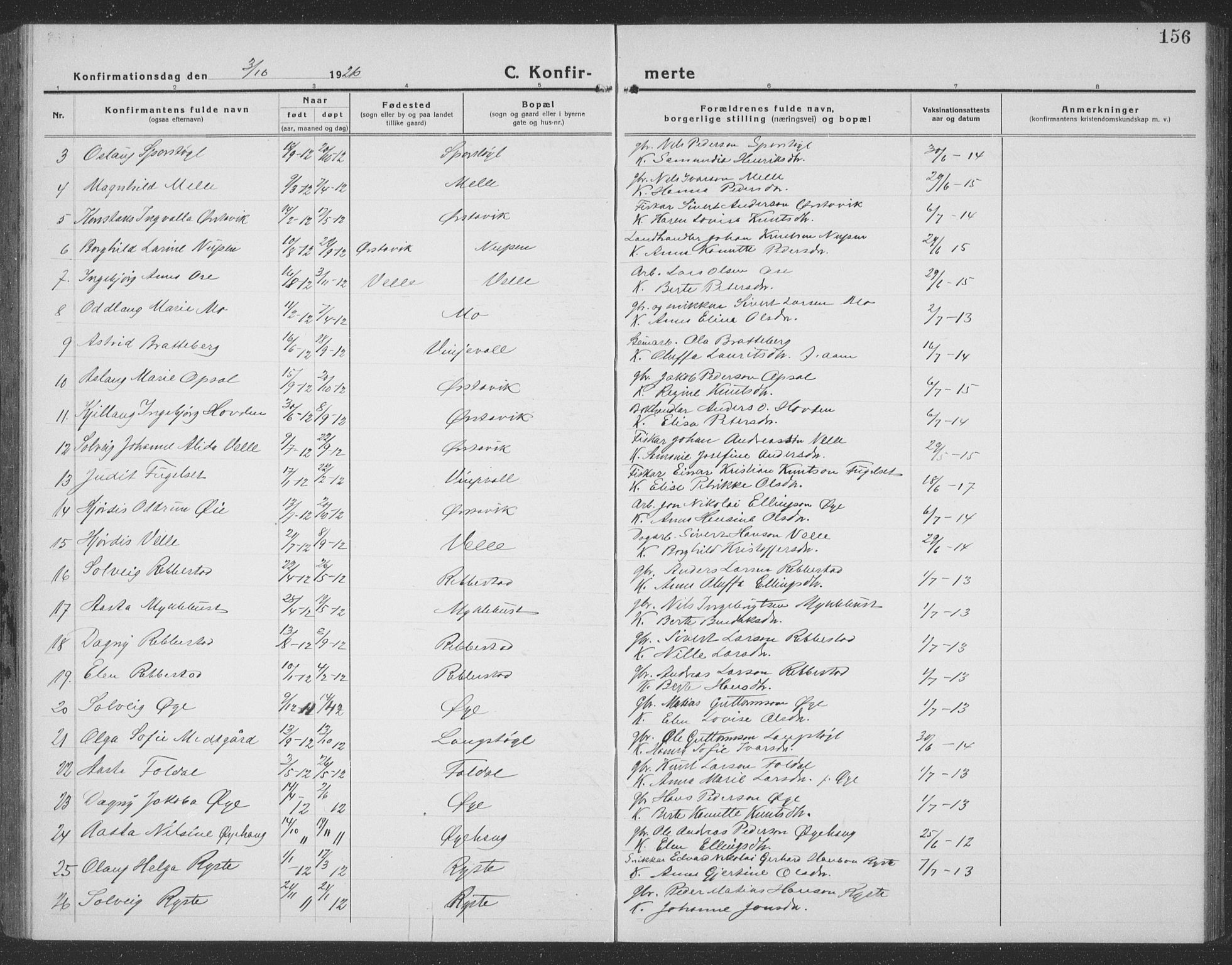 Ministerialprotokoller, klokkerbøker og fødselsregistre - Møre og Romsdal, AV/SAT-A-1454/513/L0191: Parish register (copy) no. 513C05, 1920-1941, p. 156