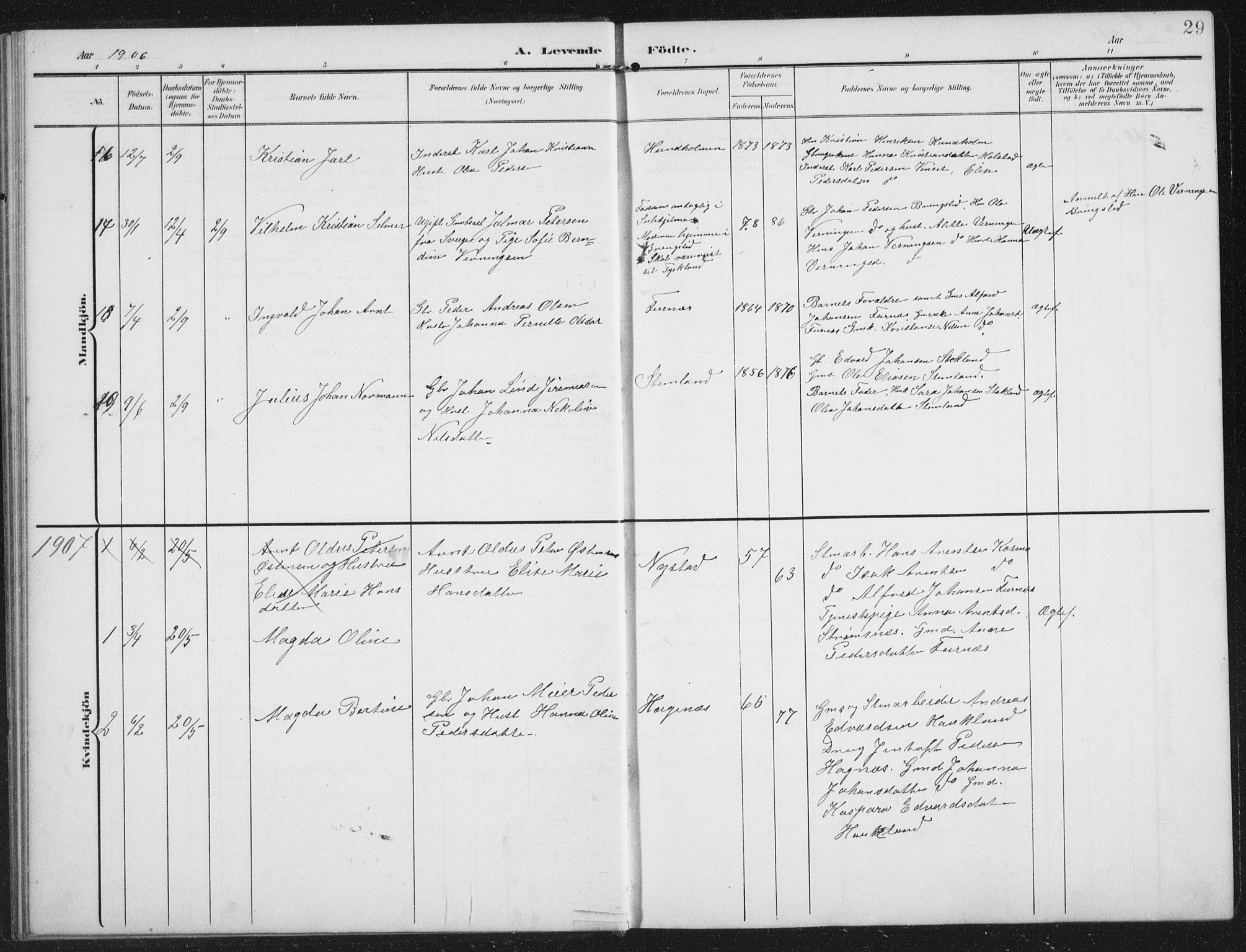 Ministerialprotokoller, klokkerbøker og fødselsregistre - Nordland, AV/SAT-A-1459/851/L0726: Parish register (copy) no. 851C01, 1902-1924, p. 29