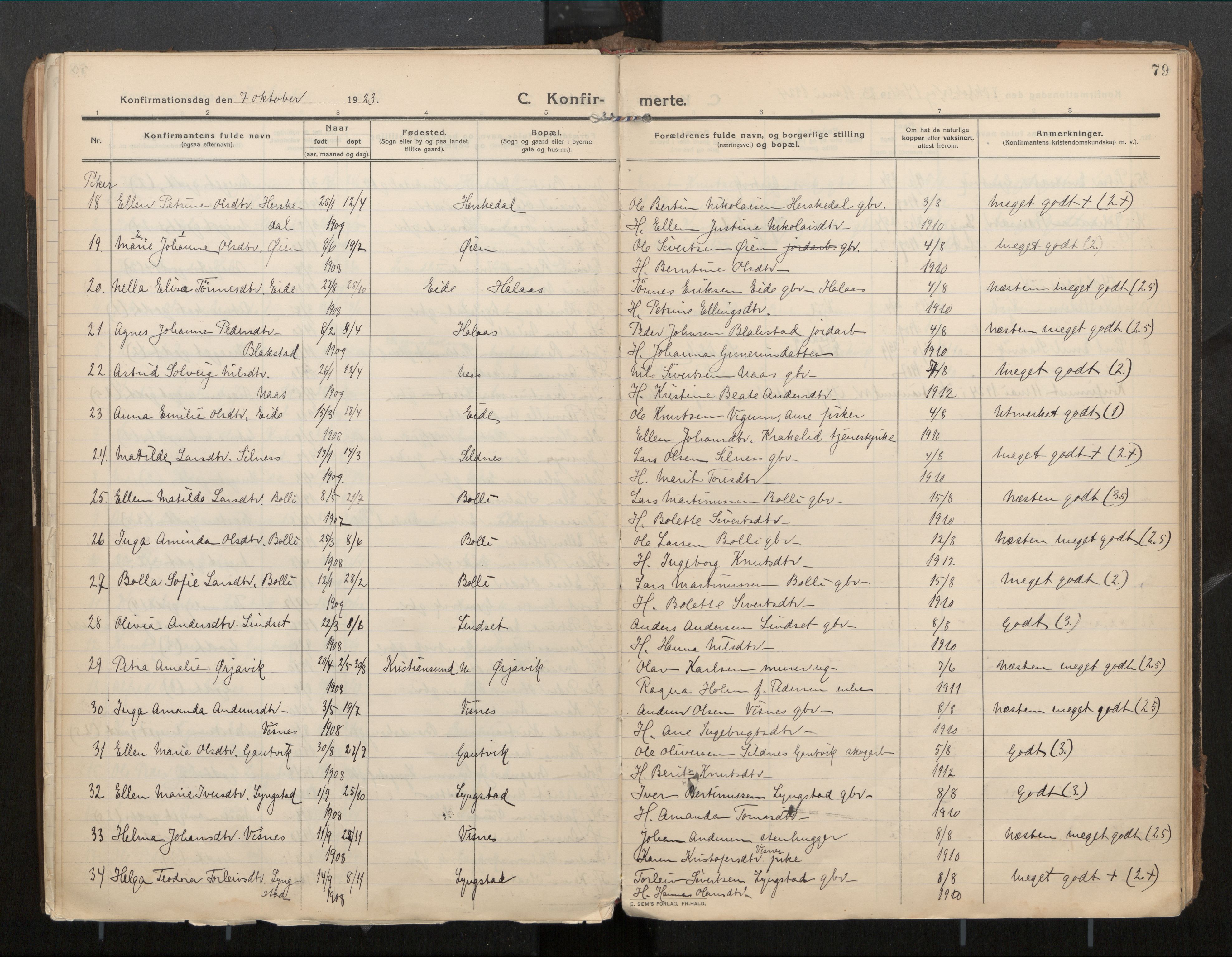 Ministerialprotokoller, klokkerbøker og fødselsregistre - Møre og Romsdal, SAT/A-1454/571/L0836b: Parish register (official) no. 571A03, 1911-1926, p. 79