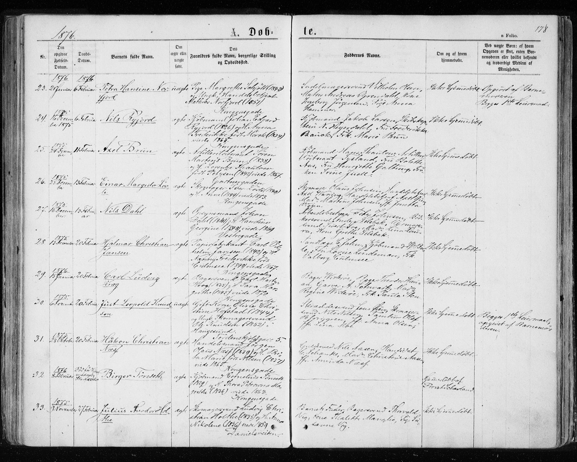 Ministerialprotokoller, klokkerbøker og fødselsregistre - Sør-Trøndelag, AV/SAT-A-1456/601/L0054: Parish register (official) no. 601A22, 1866-1877, p. 178