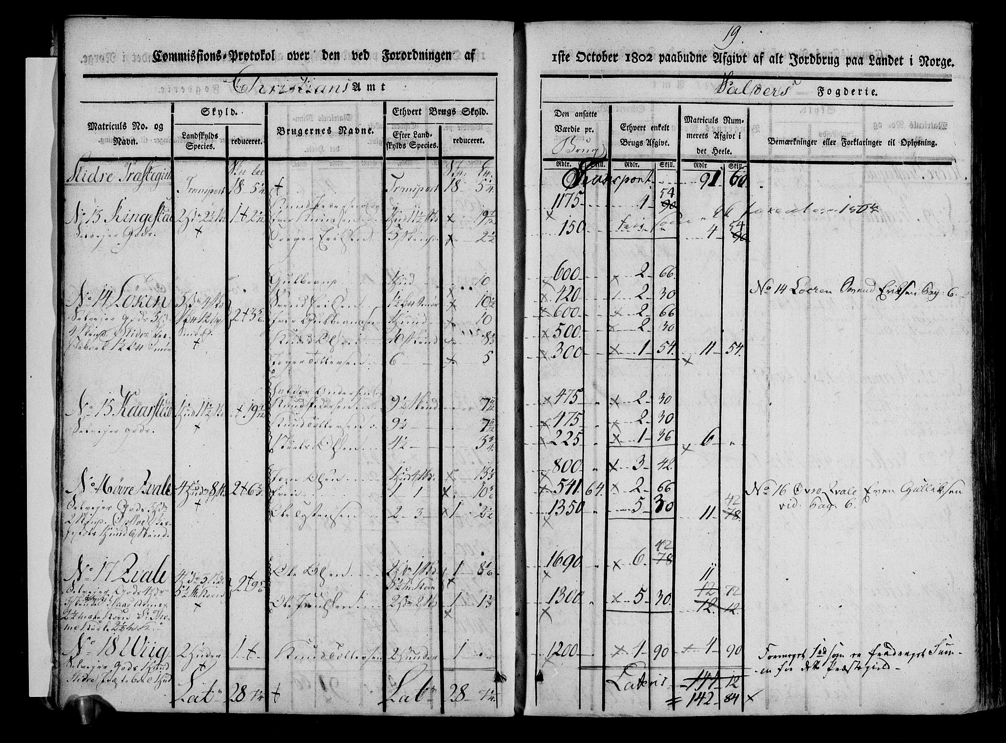 Rentekammeret inntil 1814, Realistisk ordnet avdeling, AV/RA-EA-4070/N/Ne/Nea/L0042: Valdres fogderi. Kommisjonsprotokoll, 1803, p. 20