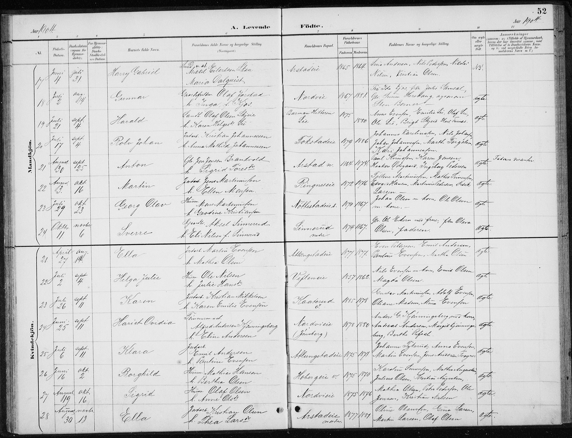 Stange prestekontor, AV/SAH-PREST-002/L/L0010: Parish register (copy) no. 10, 1894-1905, p. 52