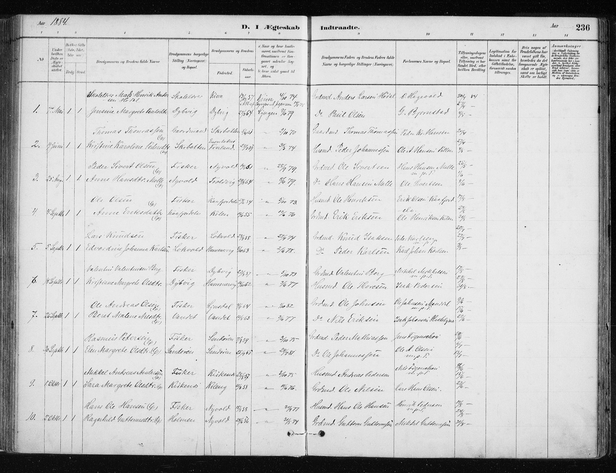 Lyngen sokneprestembete, AV/SATØ-S-1289/H/He/Hea/L0007kirke: Parish register (official) no. 7, 1879-1890, p. 236