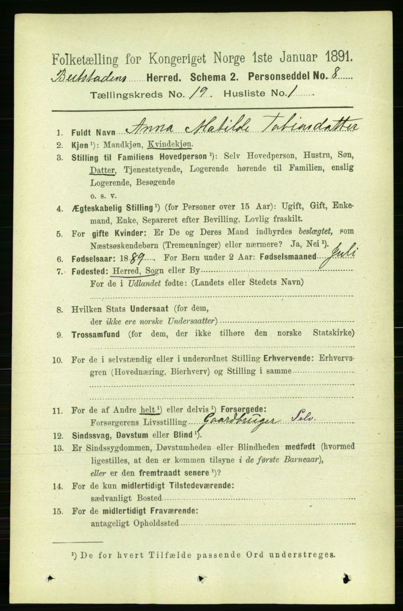 RA, 1891 census for 1727 Beitstad, 1891, p. 4821