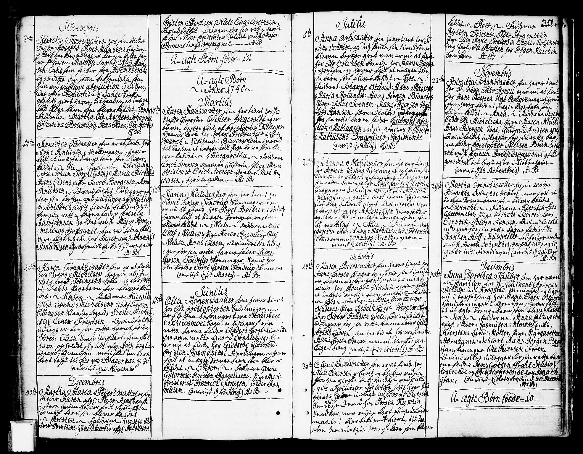 Oslo domkirke Kirkebøker, SAO/A-10752/F/Fa/L0003: Parish register (official) no. 3, 1731-1743, p. 351