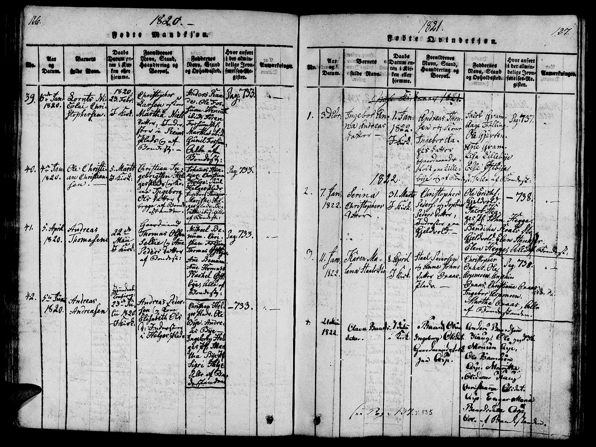 Ministerialprotokoller, klokkerbøker og fødselsregistre - Nord-Trøndelag, AV/SAT-A-1458/746/L0441: Parish register (official) no. 746A03 /3, 1816-1827, p. 126-127