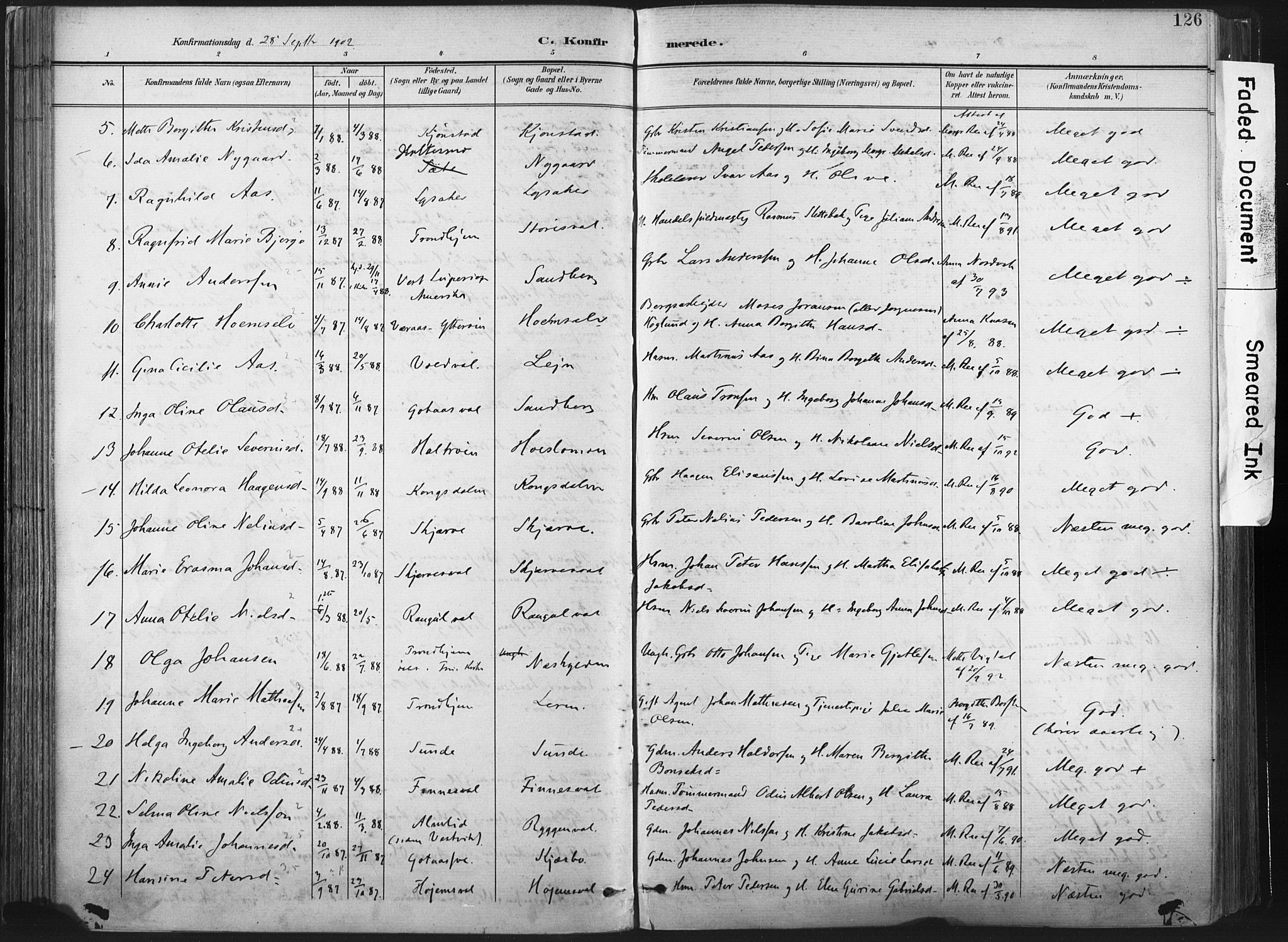 Ministerialprotokoller, klokkerbøker og fødselsregistre - Nord-Trøndelag, AV/SAT-A-1458/717/L0162: Parish register (official) no. 717A12, 1898-1923, p. 126