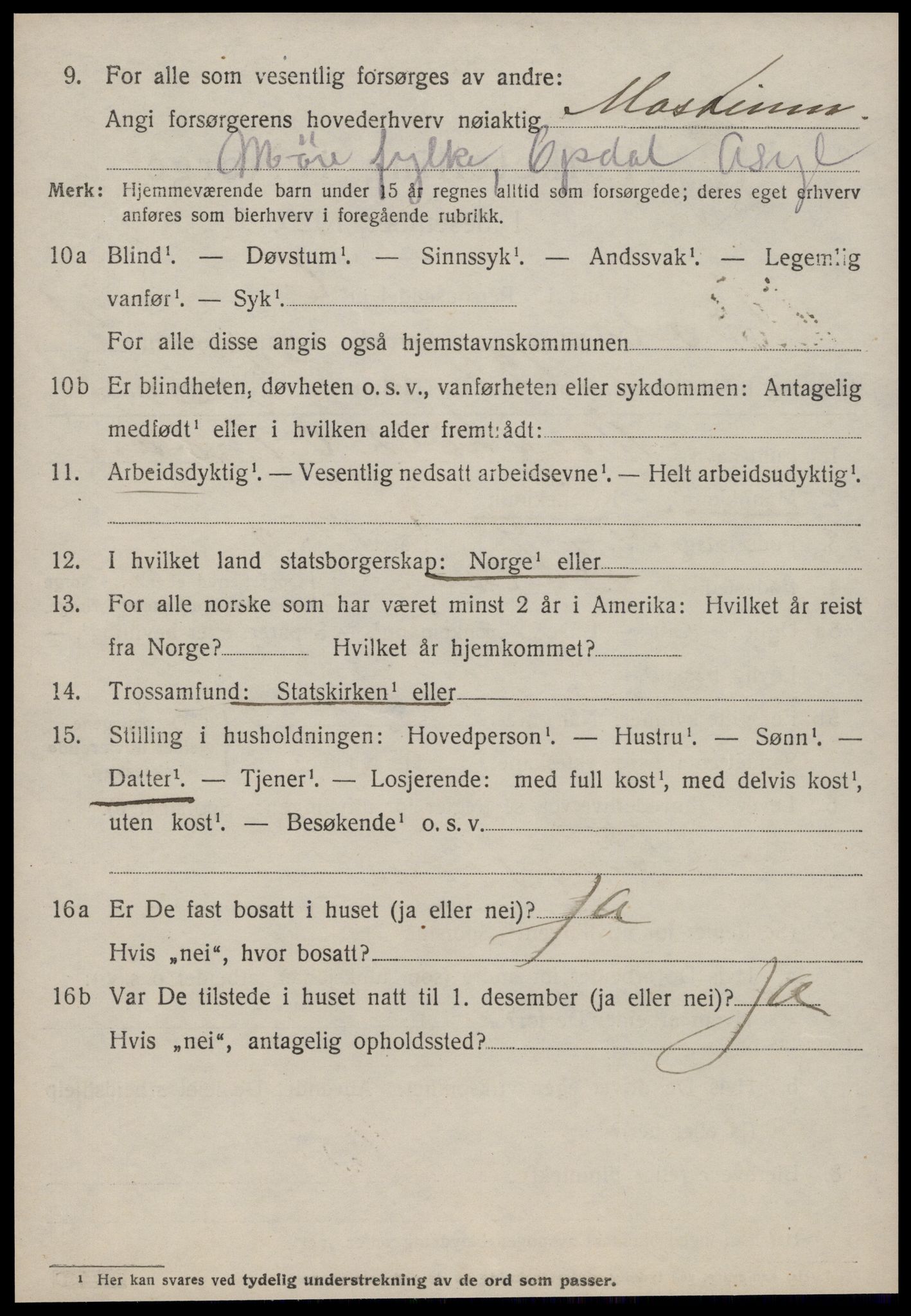 SAT, 1920 census for Bolsøy, 1920, p. 7142