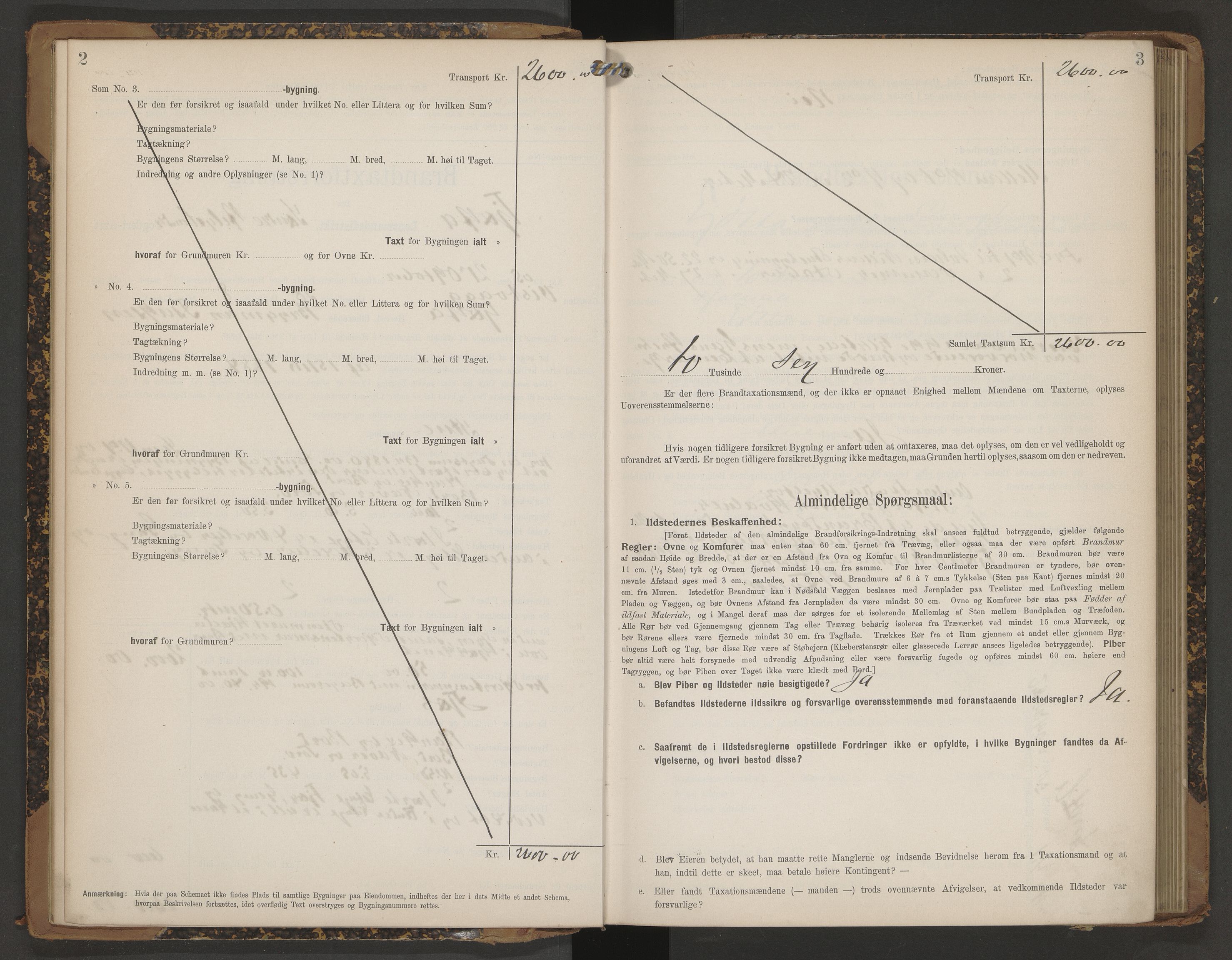 Tjøtta lensmannskontor, AV/SAT-A-5712/1/12/12b/L0002: Branntakstprotokoll-skjema, 1905-1911