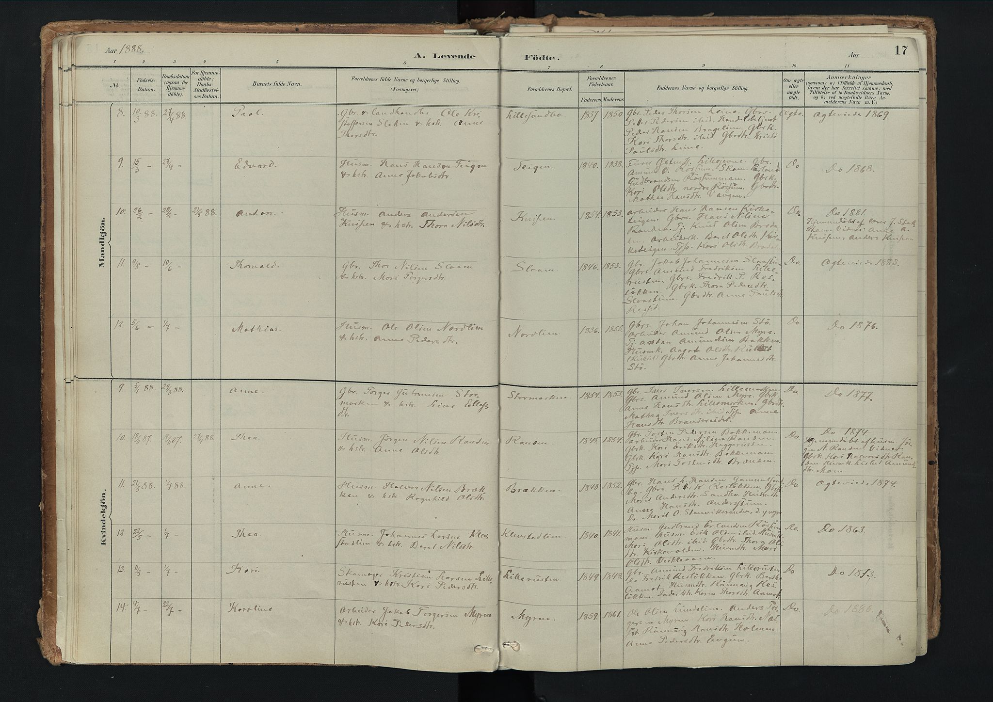 Nord-Fron prestekontor, AV/SAH-PREST-080/H/Ha/Haa/L0003: Parish register (official) no. 3, 1884-1914, p. 17