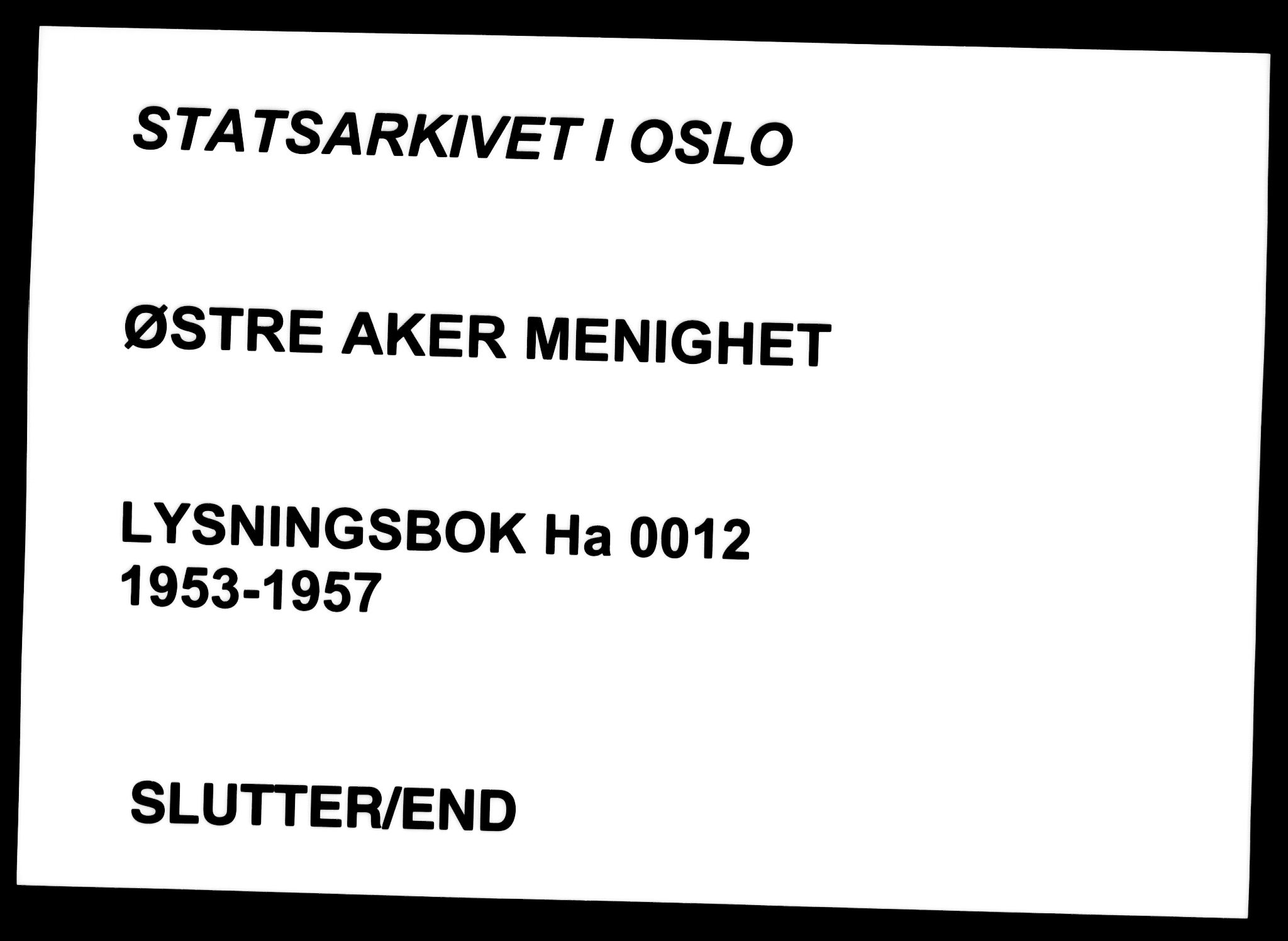 Østre Aker prestekontor Kirkebøker, AV/SAO-A-10840/H/Ha/L0012: Banns register no. I 12, 1953-1957