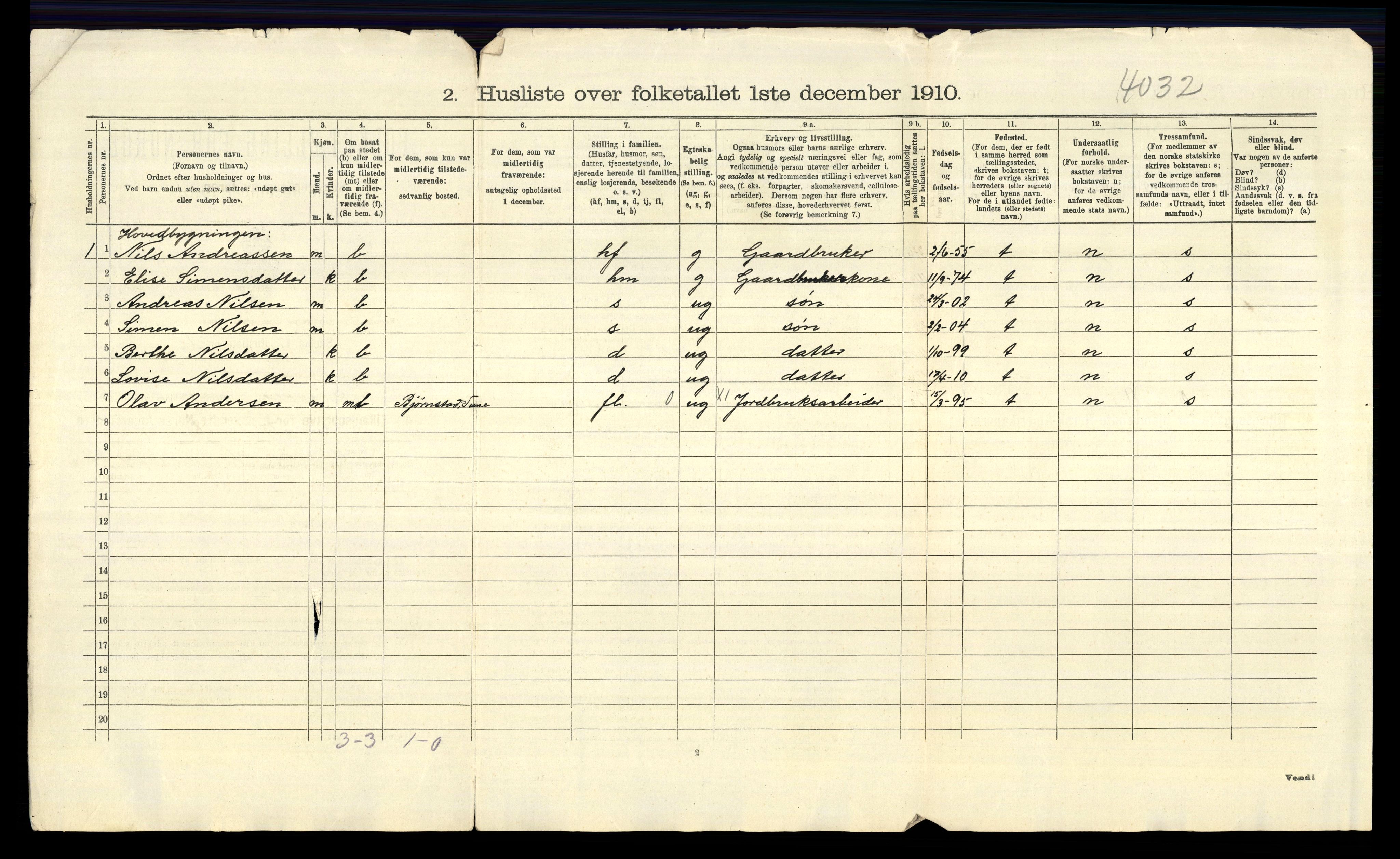 RA, 1910 census for Tune, 1910, p. 1239