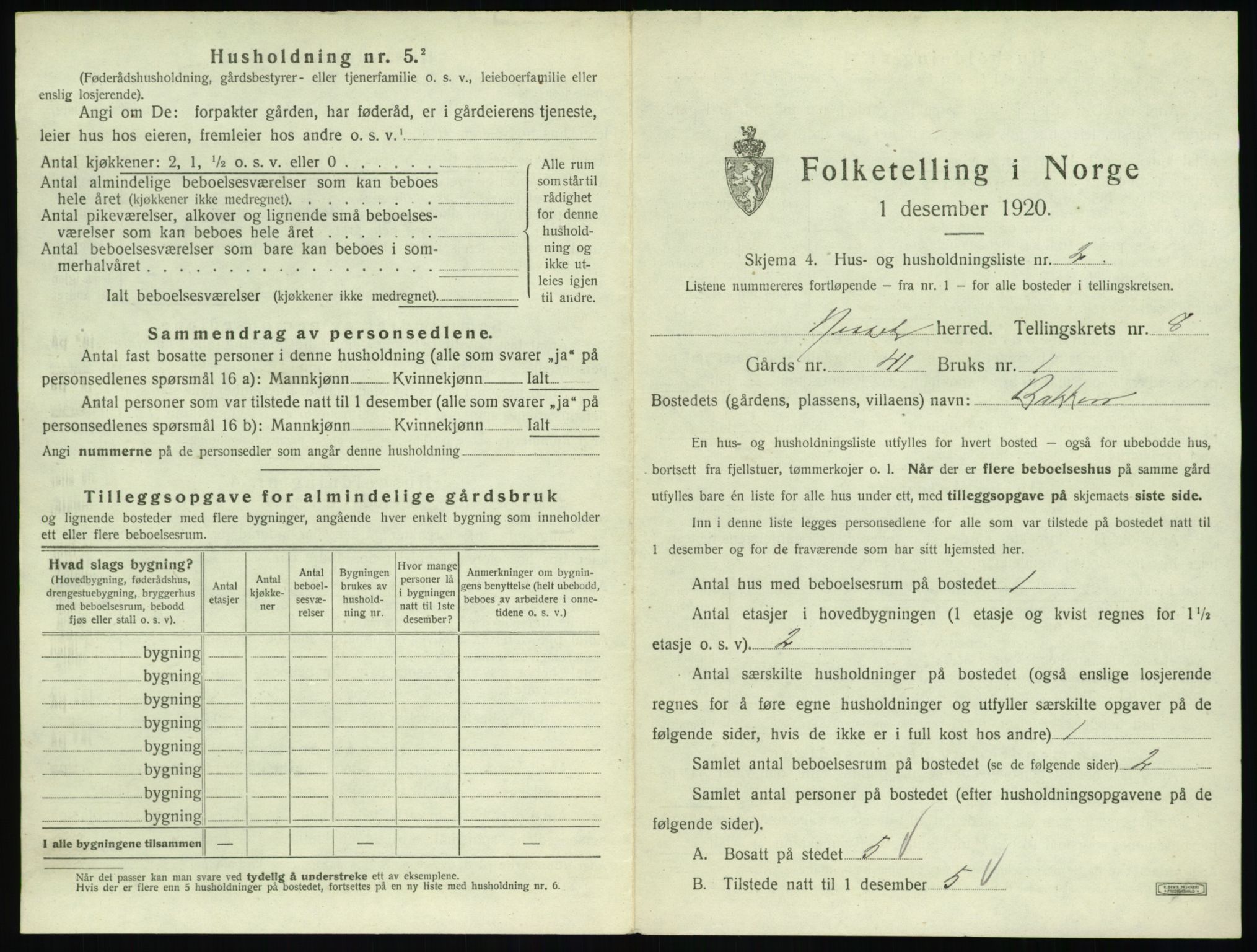 SAT, 1920 census for Nesset, 1920, p. 552