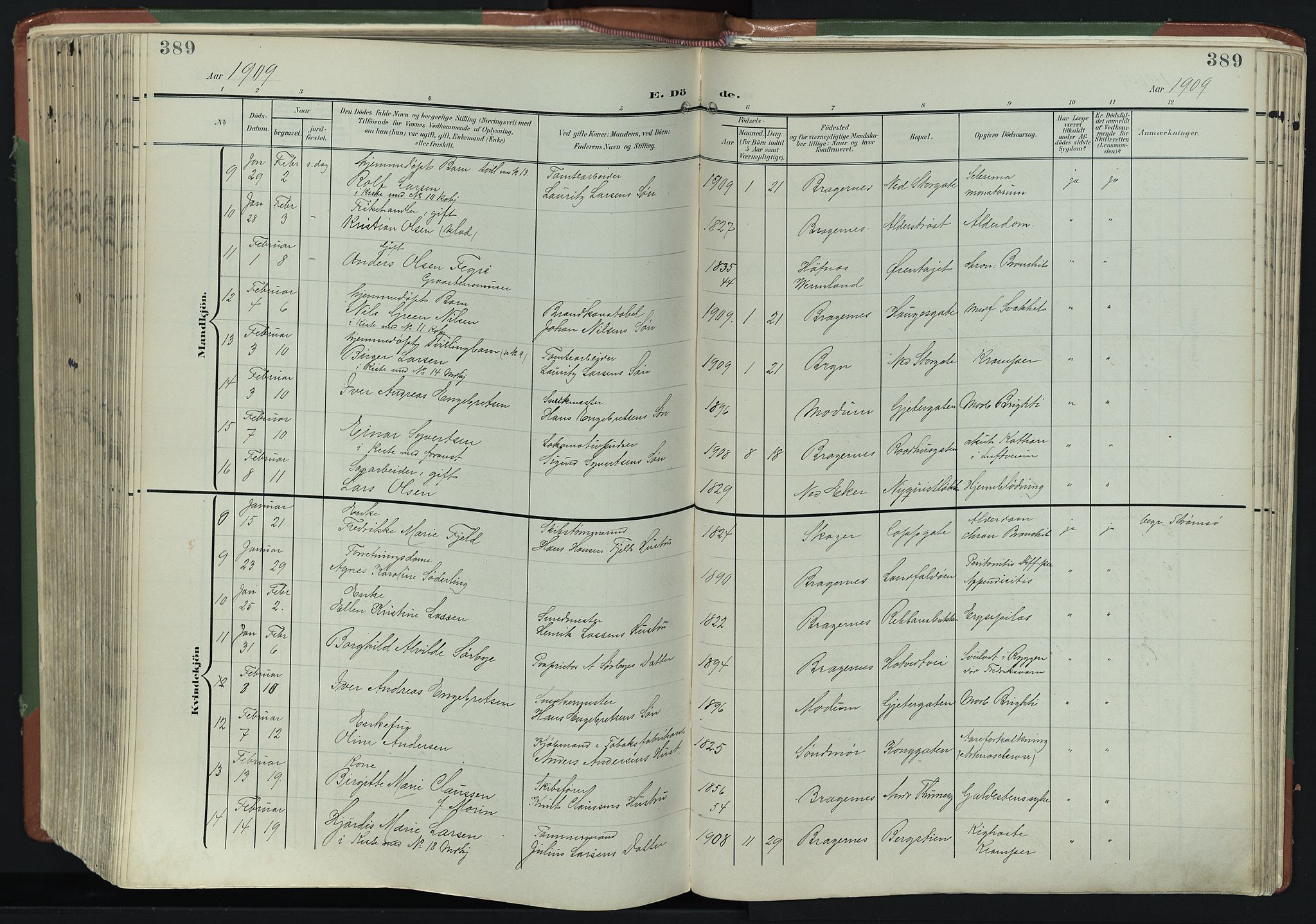 Bragernes kirkebøker, AV/SAKO-A-6/F/Fb/L0009: Parish register (official) no. II 9, 1902-1911, p. 389