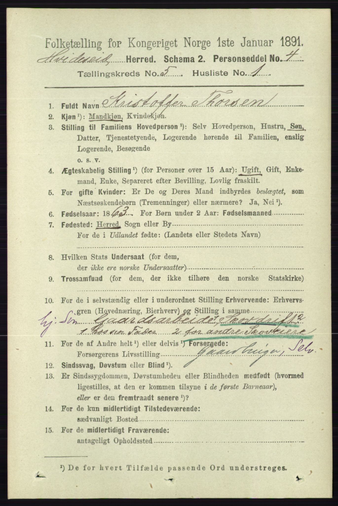 RA, 1891 census for 0829 Kviteseid, 1891, p. 910