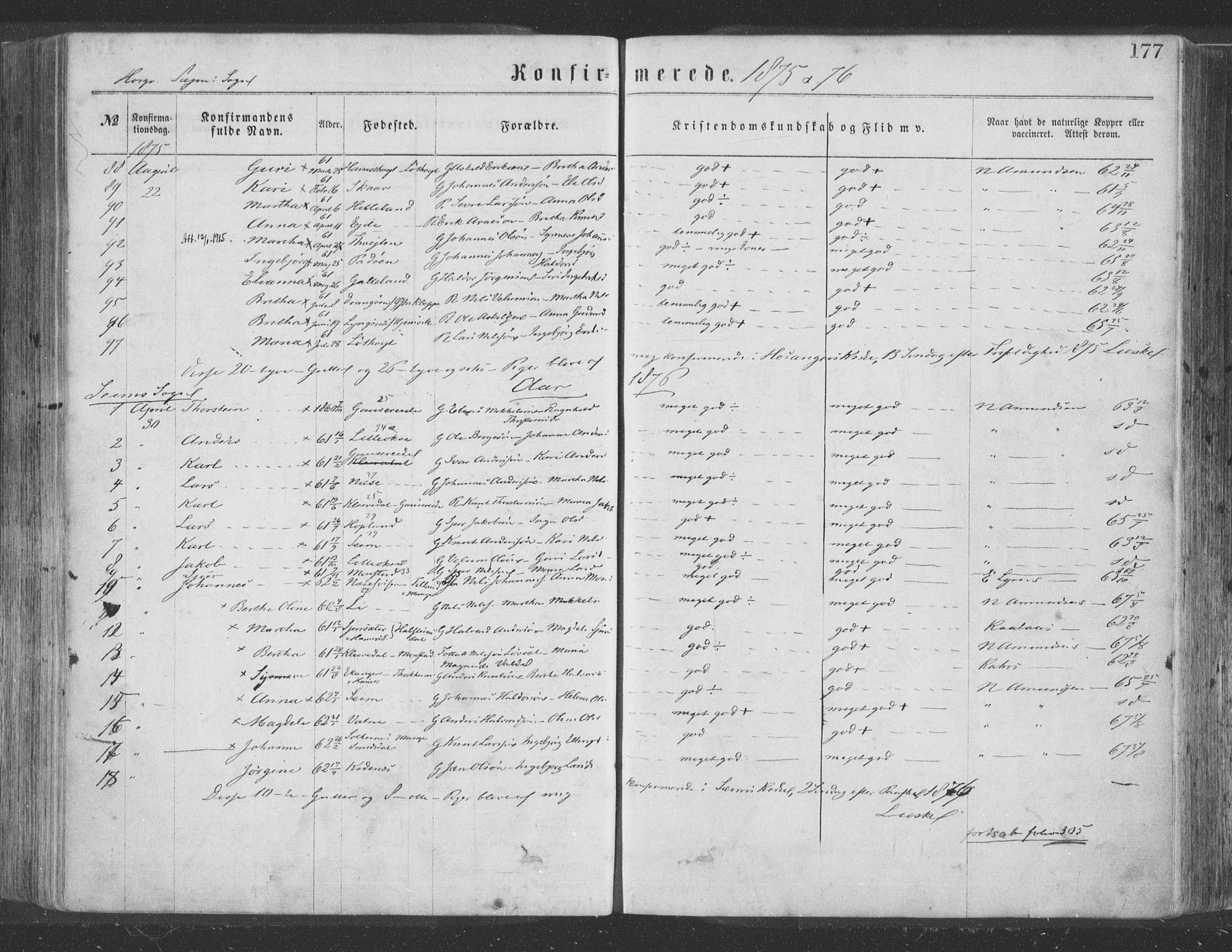 Hosanger sokneprestembete, SAB/A-75801/H/Haa: Parish register (official) no. A 9, 1864-1876, p. 177