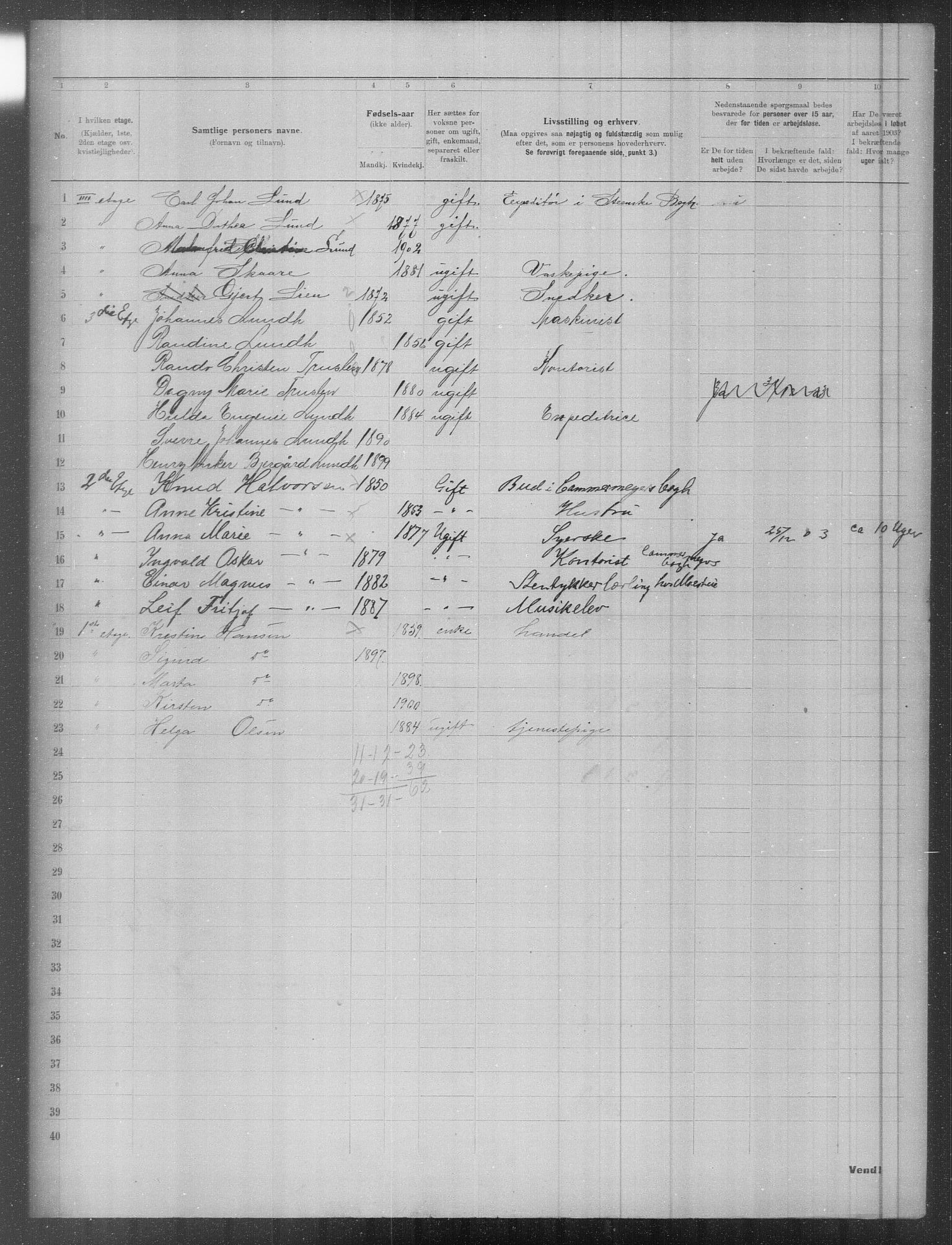 OBA, Municipal Census 1903 for Kristiania, 1903, p. 6291