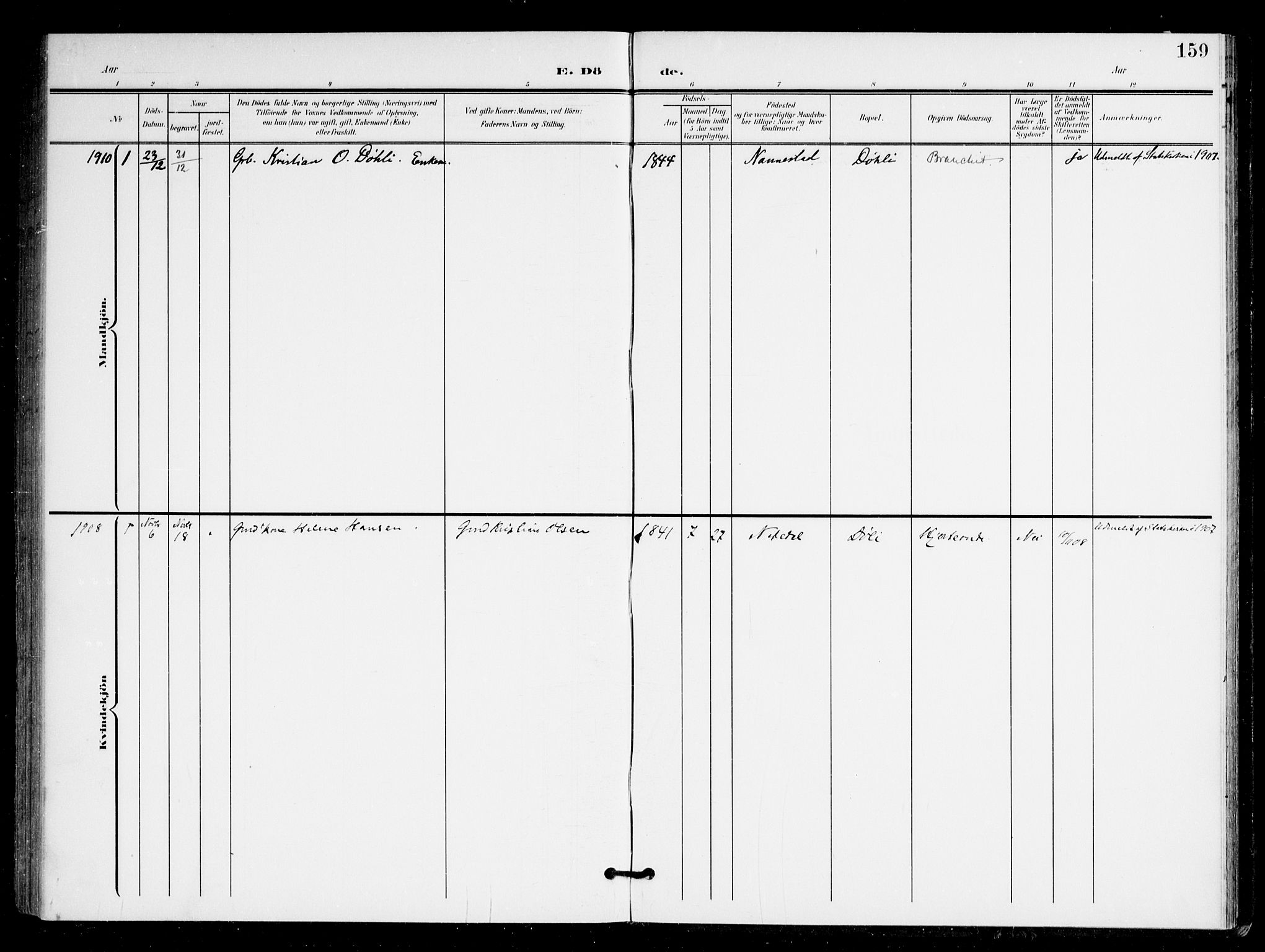 Nittedal prestekontor Kirkebøker, AV/SAO-A-10365a/F/Fb/L0002: Parish register (official) no. II 2, 1902-1921, p. 159