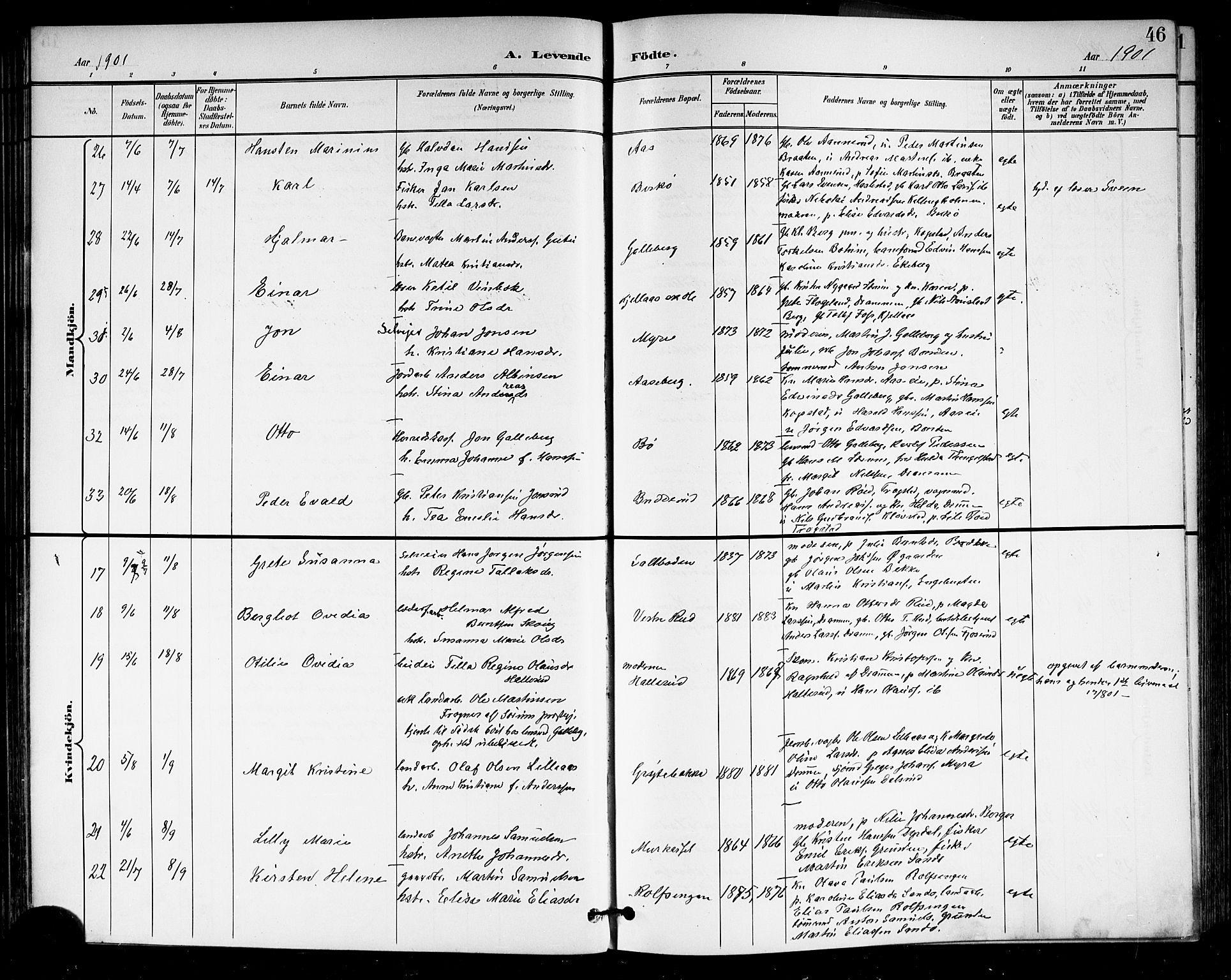 Sande Kirkebøker, AV/SAKO-A-53/G/Ga/L0004: Parish register (copy) no. 4, 1895-1918, p. 46