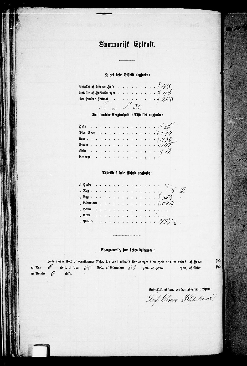 RA, 1865 census for Evje, 1865, p. 42
