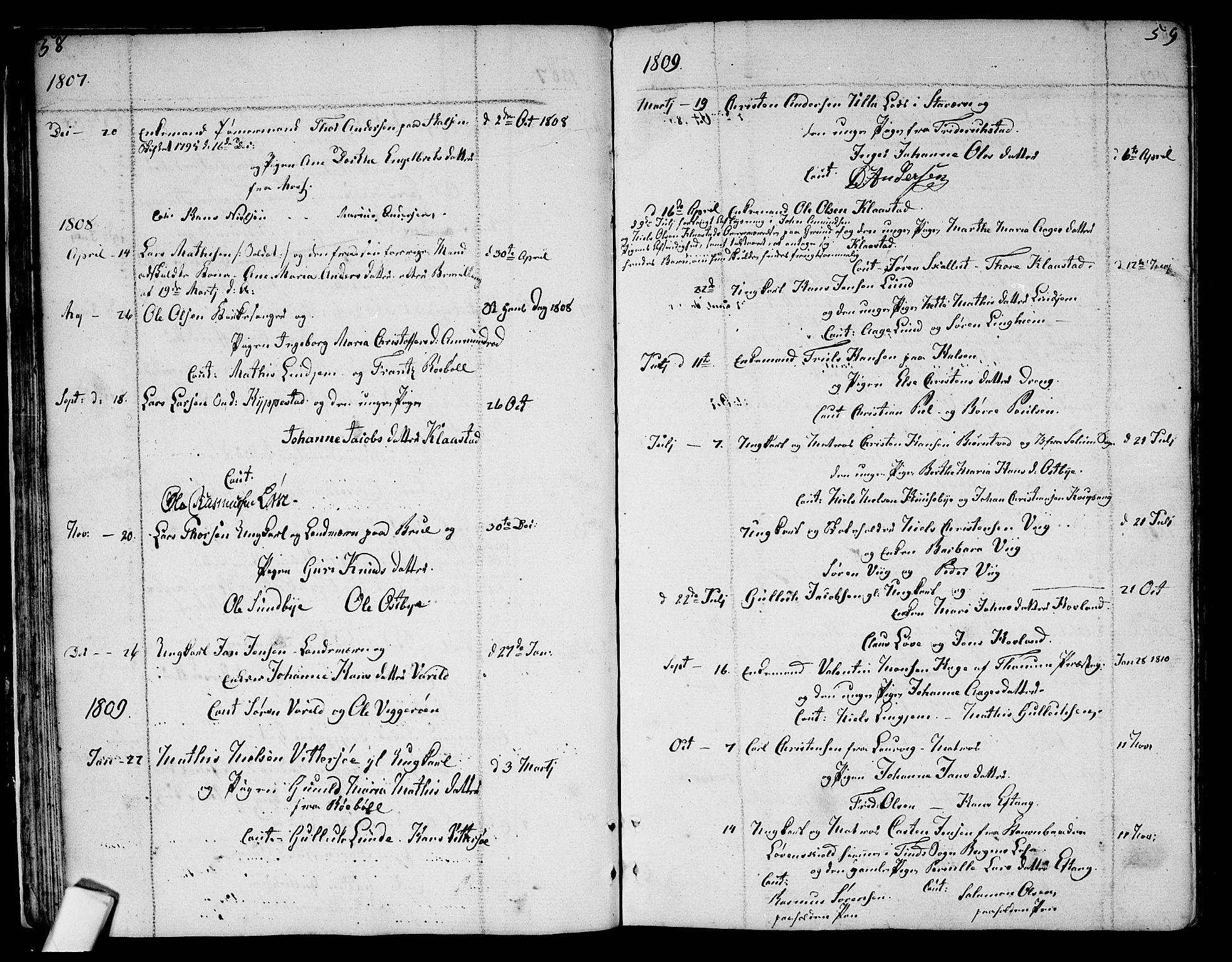 Tjølling kirkebøker, AV/SAKO-A-60/F/Fa/L0004: Parish register (official) no. 4, 1779-1817, p. 58-59