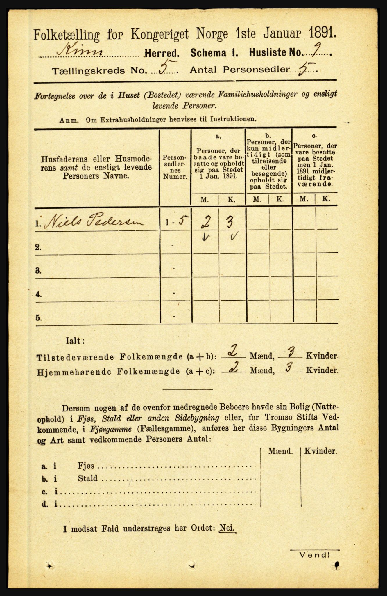 RA, 1891 census for 1437 Kinn, 1891, p. 1748