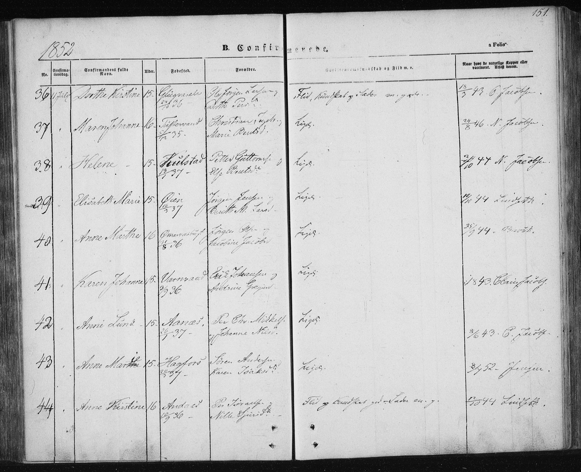 Ministerialprotokoller, klokkerbøker og fødselsregistre - Nordland, AV/SAT-A-1459/820/L0291: Parish register (official) no. 820A12, 1846-1854, p. 151