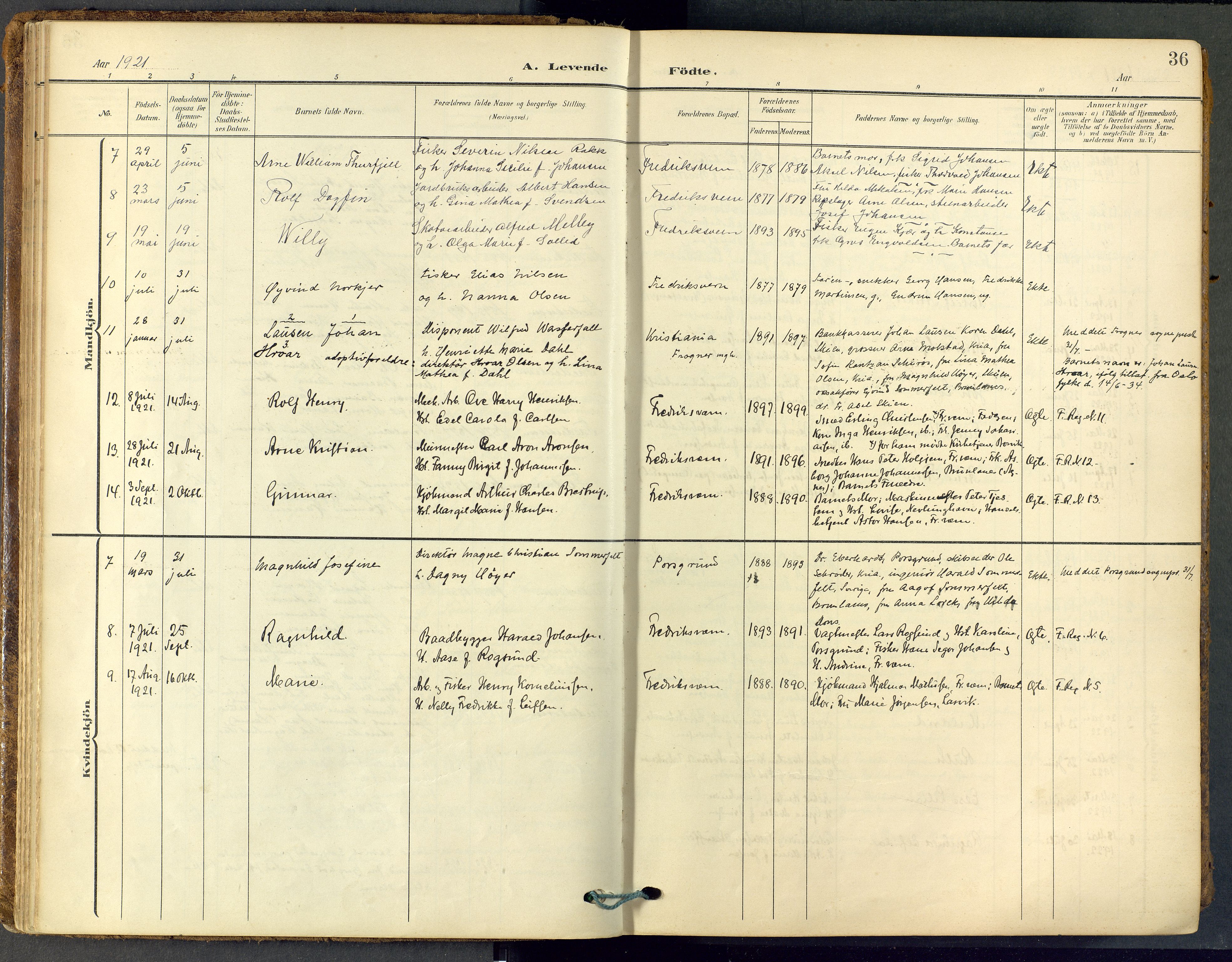 Stavern kirkebøker, SAKO/A-318/F/Fa/L0009: Parish register (official) no. 9, 1906-1955, p. 36