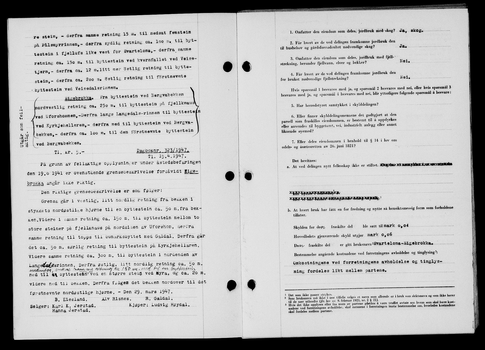 Flekkefjord sorenskriveri, SAK/1221-0001/G/Gb/Gba/L0061: Mortgage book no. A-9, 1946-1947, Diary no: : 1003/1946