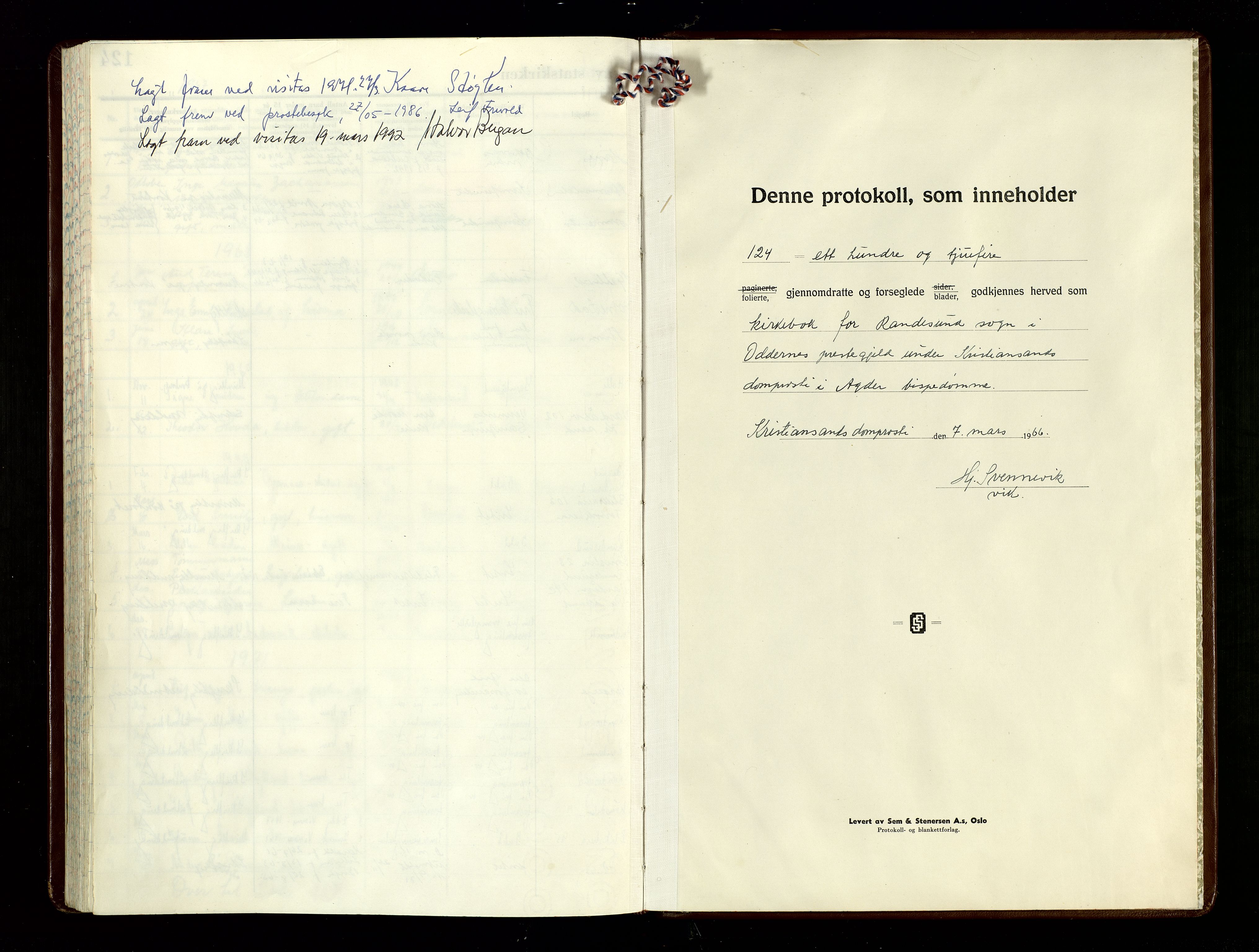 Oddernes sokneprestkontor, SAK/1111-0033/F/Fa/Fab/L0007: Parish register (official) no. A 7, 1966-1976