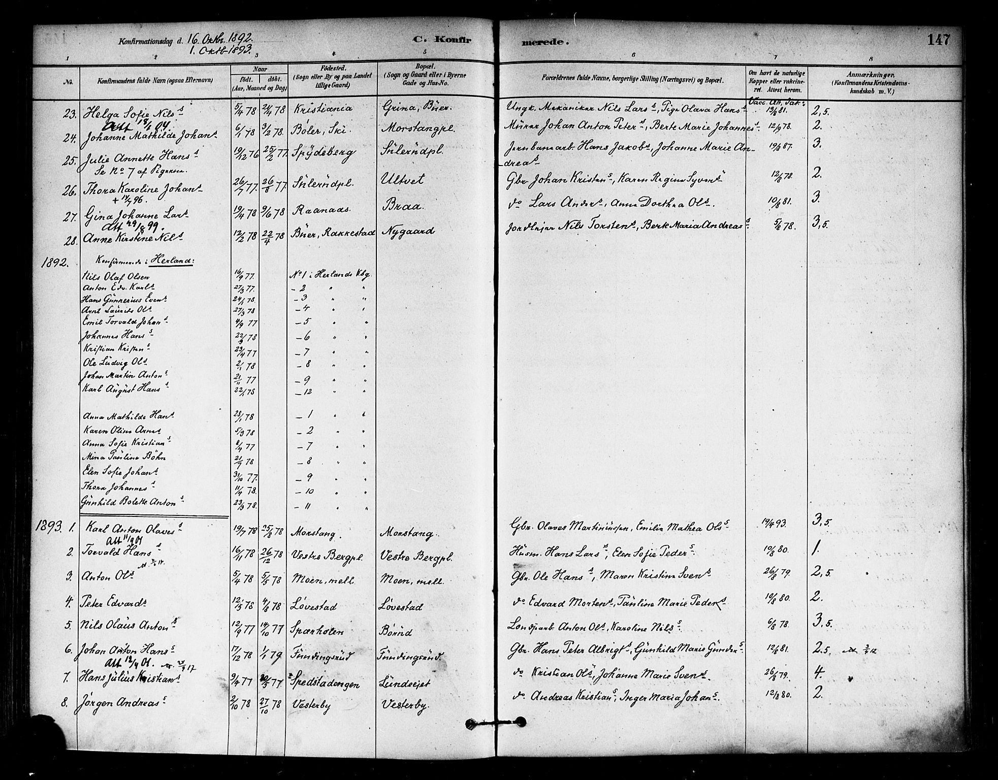 Eidsberg prestekontor Kirkebøker, AV/SAO-A-10905/F/Fa/L0012: Parish register (official) no. I 12, 1879-1901, p. 147