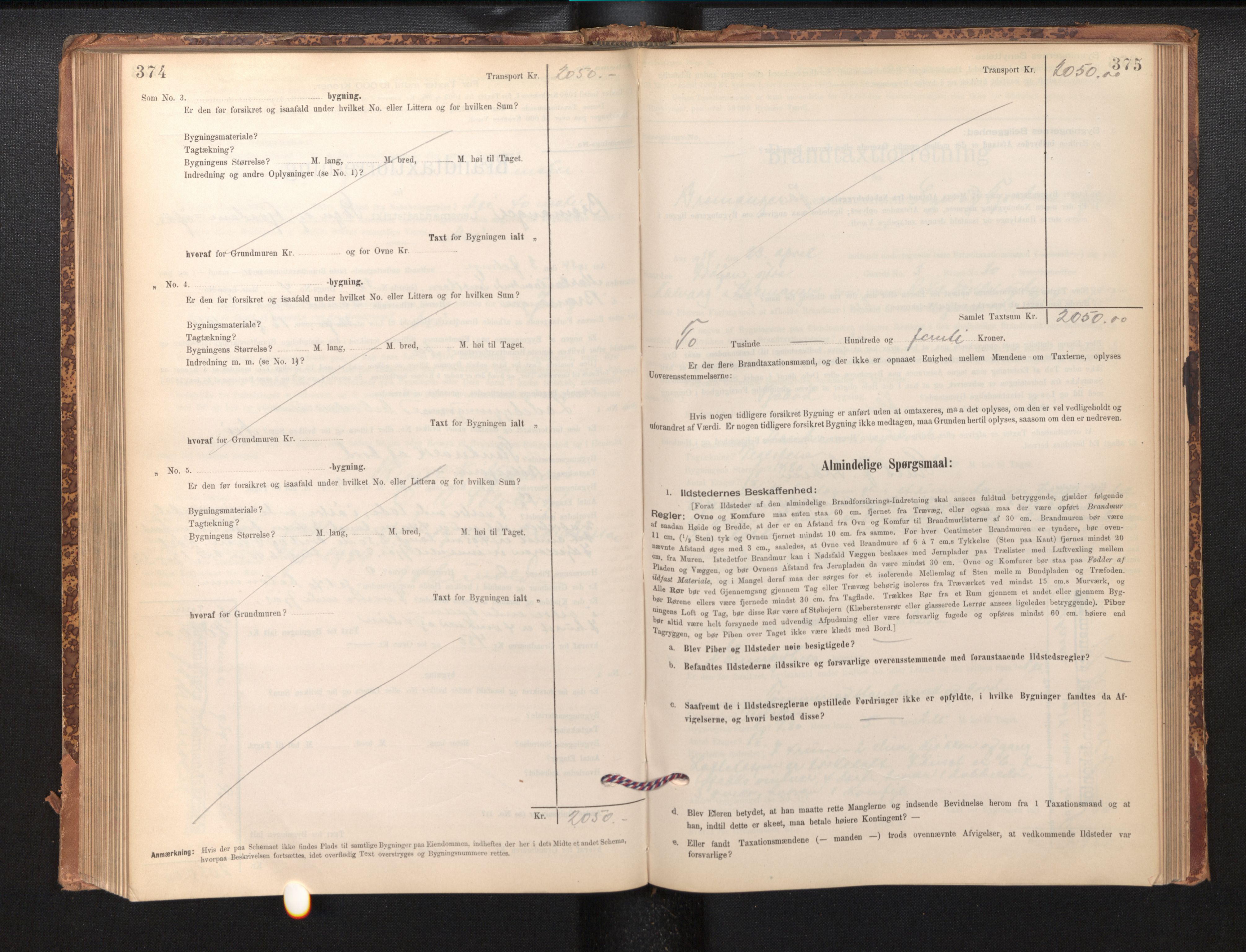 Lensmannen i Bremanger, AV/SAB-A-26701/0012/L0007: Branntakstprotokoll, skjematakst, 1895-1936, p. 374-375