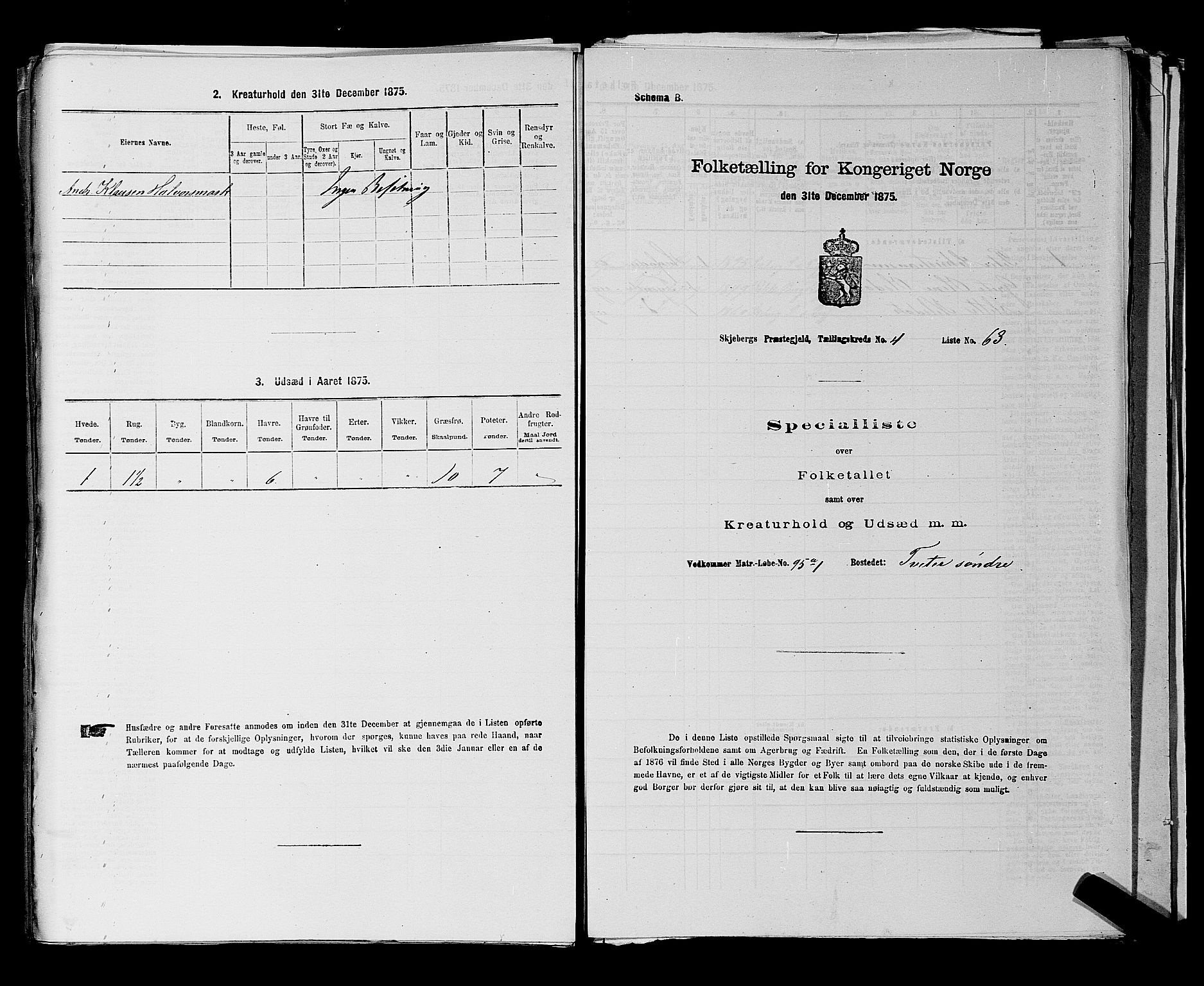 RA, 1875 census for 0115P Skjeberg, 1875, p. 834