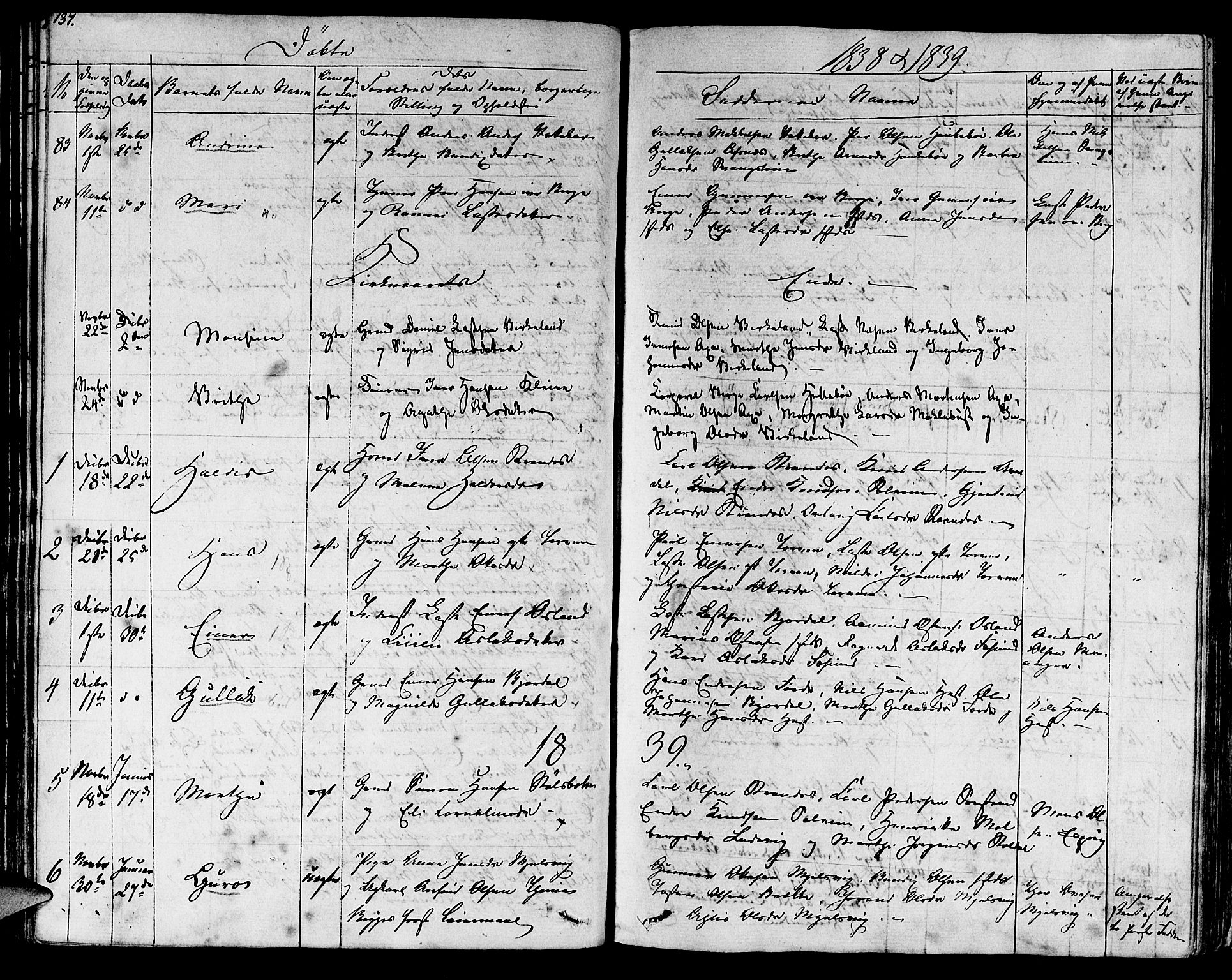 Lavik sokneprestembete, SAB/A-80901: Parish register (official) no. A 2I, 1821-1842, p. 137