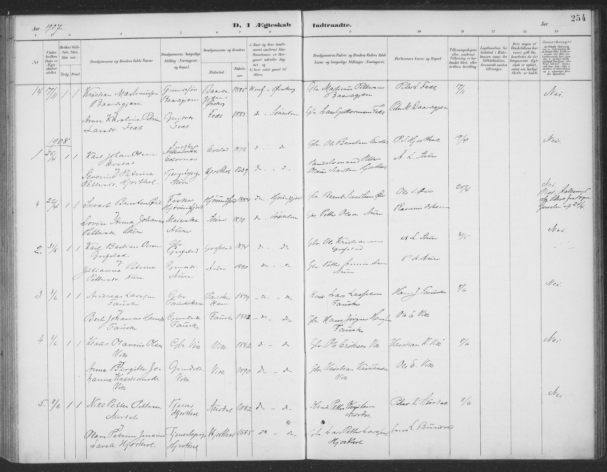 Ministerialprotokoller, klokkerbøker og fødselsregistre - Møre og Romsdal, AV/SAT-A-1454/523/L0335: Parish register (official) no. 523A02, 1891-1911, p. 254