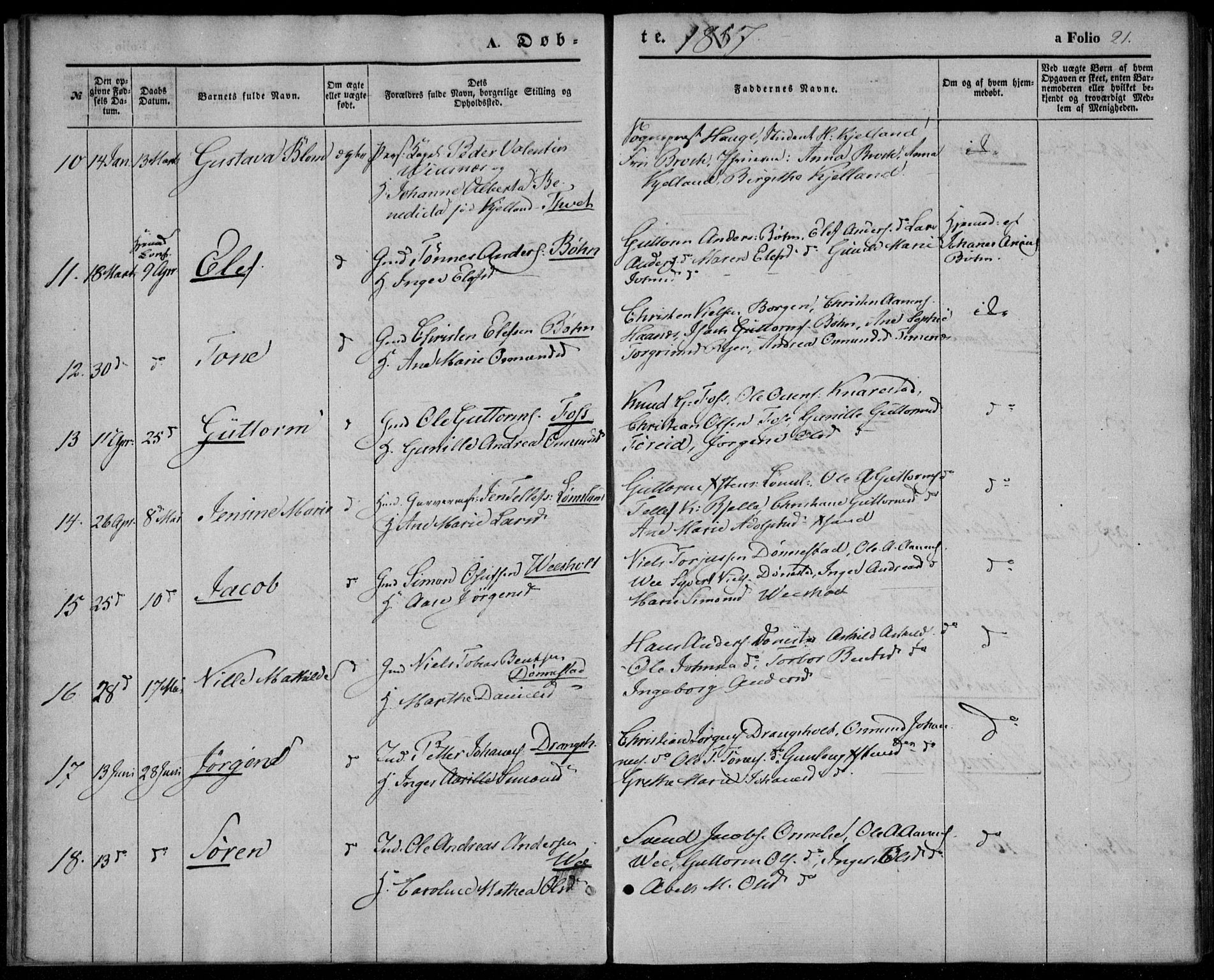 Tveit sokneprestkontor, SAK/1111-0043/F/Fa/L0005: Parish register (official) no. A 5, 1853-1871, p. 21