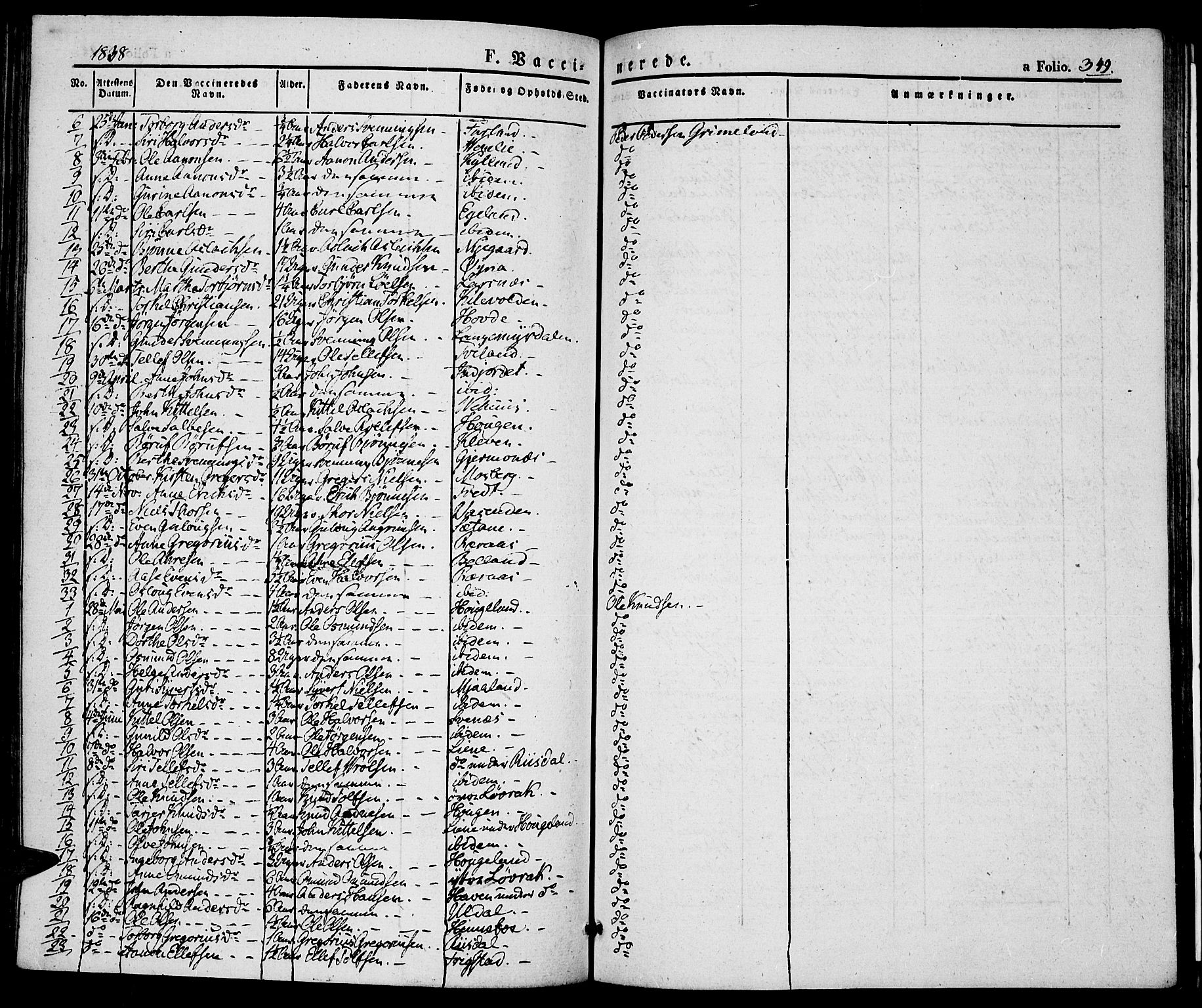 Åmli sokneprestkontor, SAK/1111-0050/F/Fa/Fac/L0007: Parish register (official) no. A 7 /1, 1829-1851, p. 349