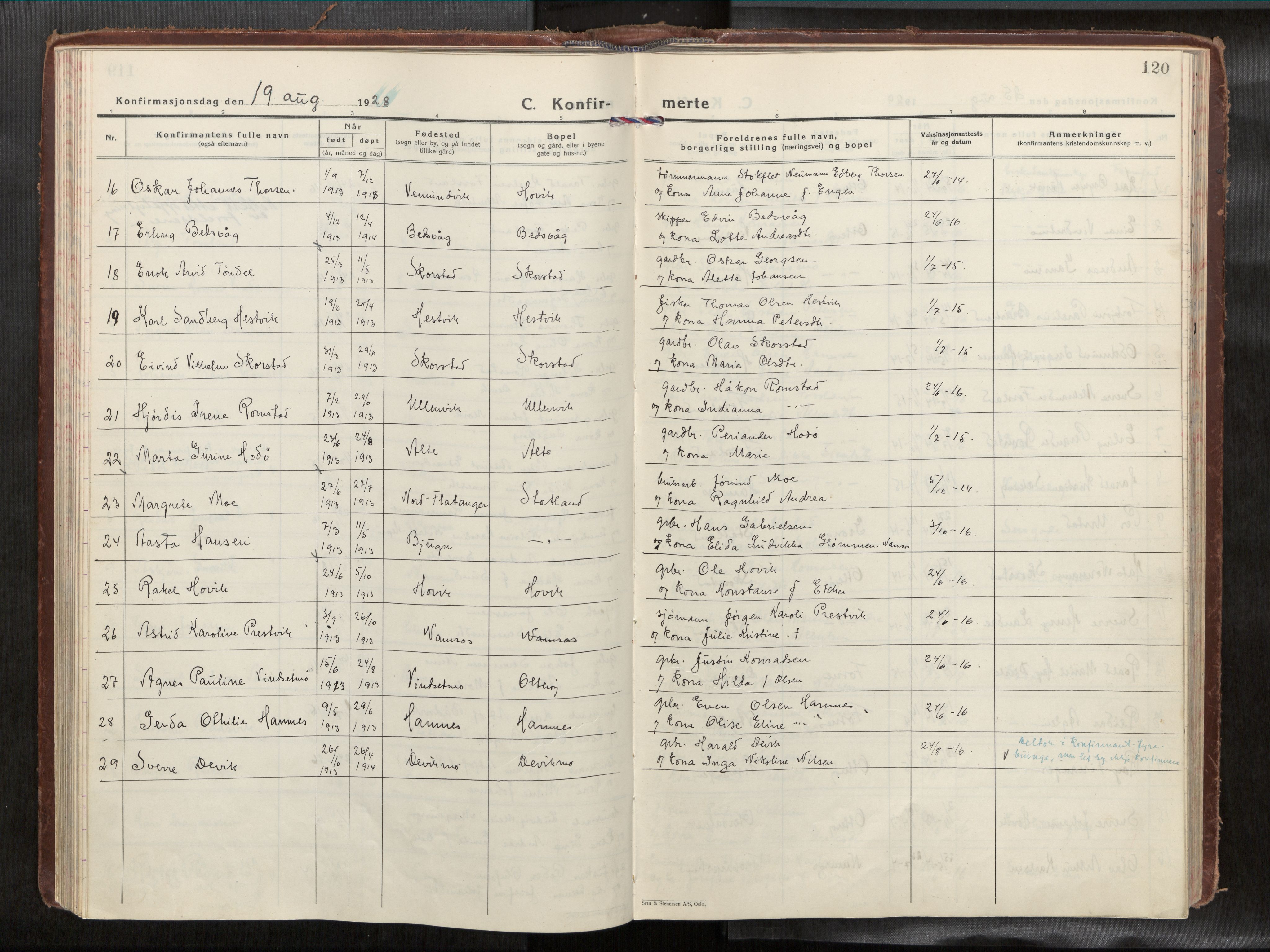 Ministerialprotokoller, klokkerbøker og fødselsregistre - Nord-Trøndelag, AV/SAT-A-1458/774/L0629a: Parish register (official) no. 774A04, 1927-1945, p. 120